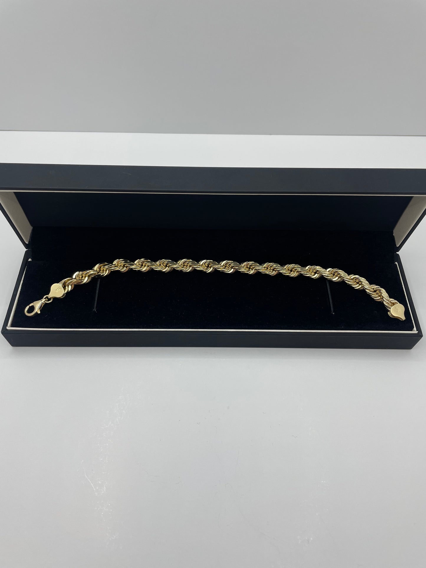 14k Yellow Gold Rope Link Bracelet - 9 inch