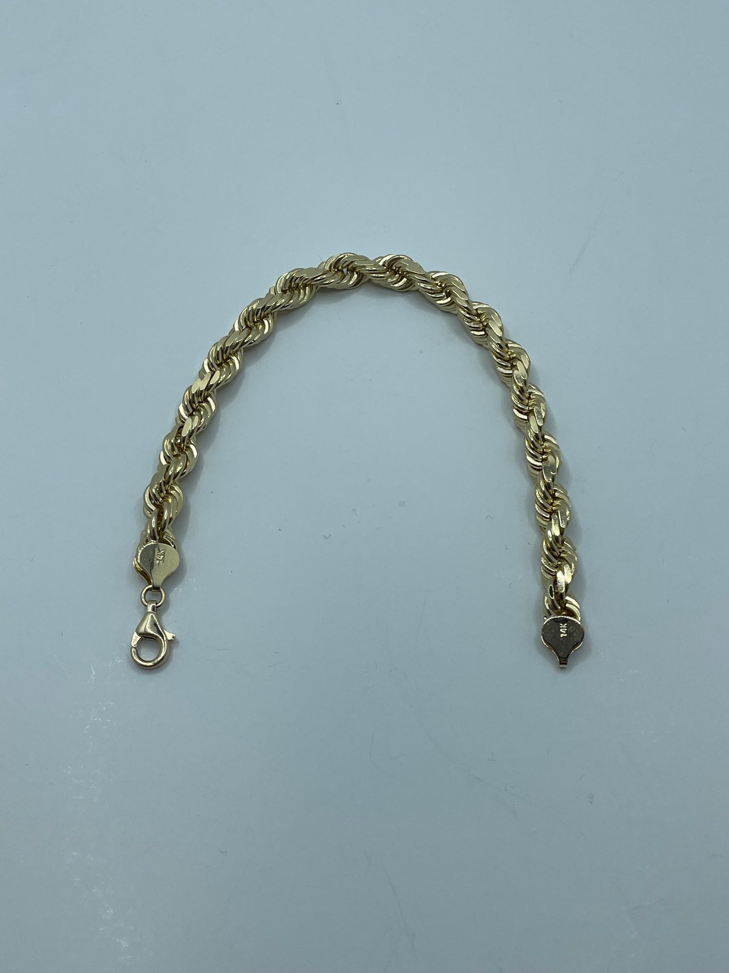 14k Yellow Gold Rope Link Bracelet - 9 inch