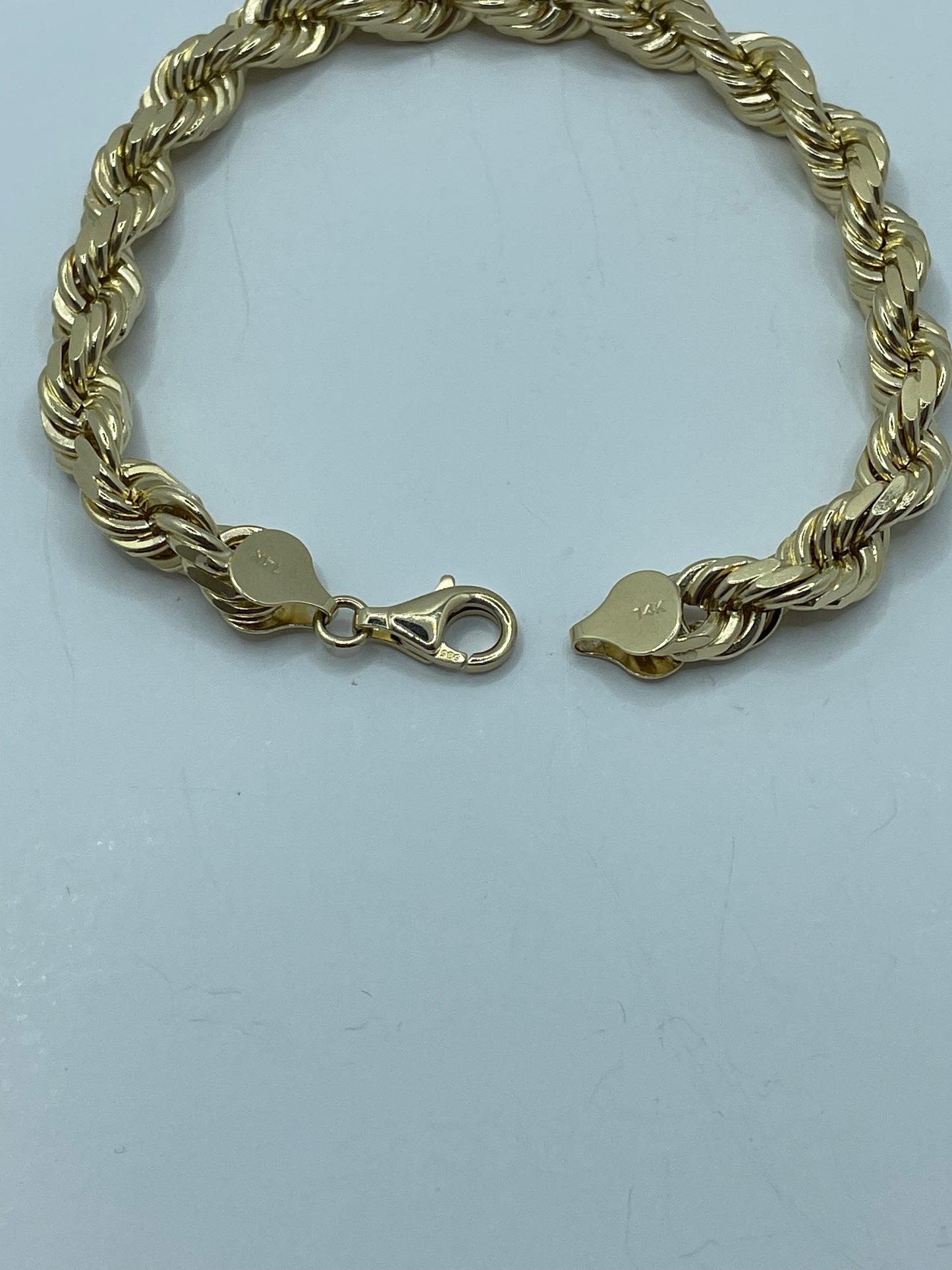 14k Yellow Gold Rope Link Bracelet - 9 inch