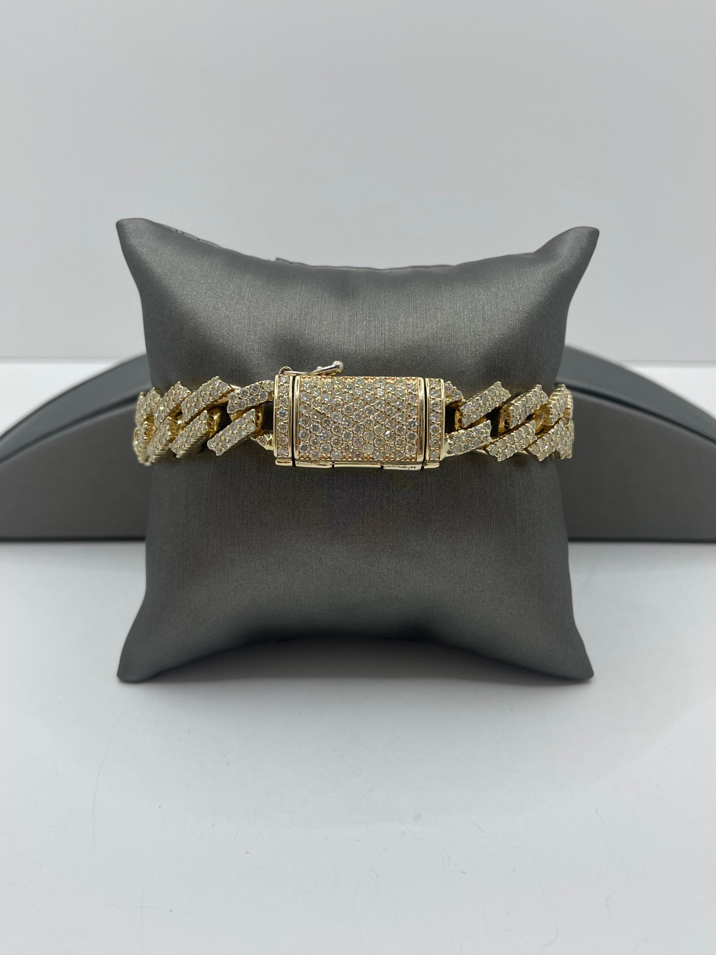 14k Yellow Gold Cuban Diamond Bracelet ICED OUT - 7.5 inch