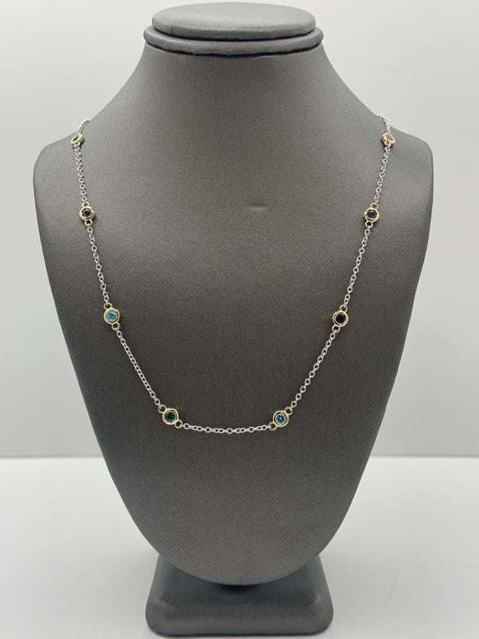 14k Two-Tone Gold Birthstone Gemstone Necklace