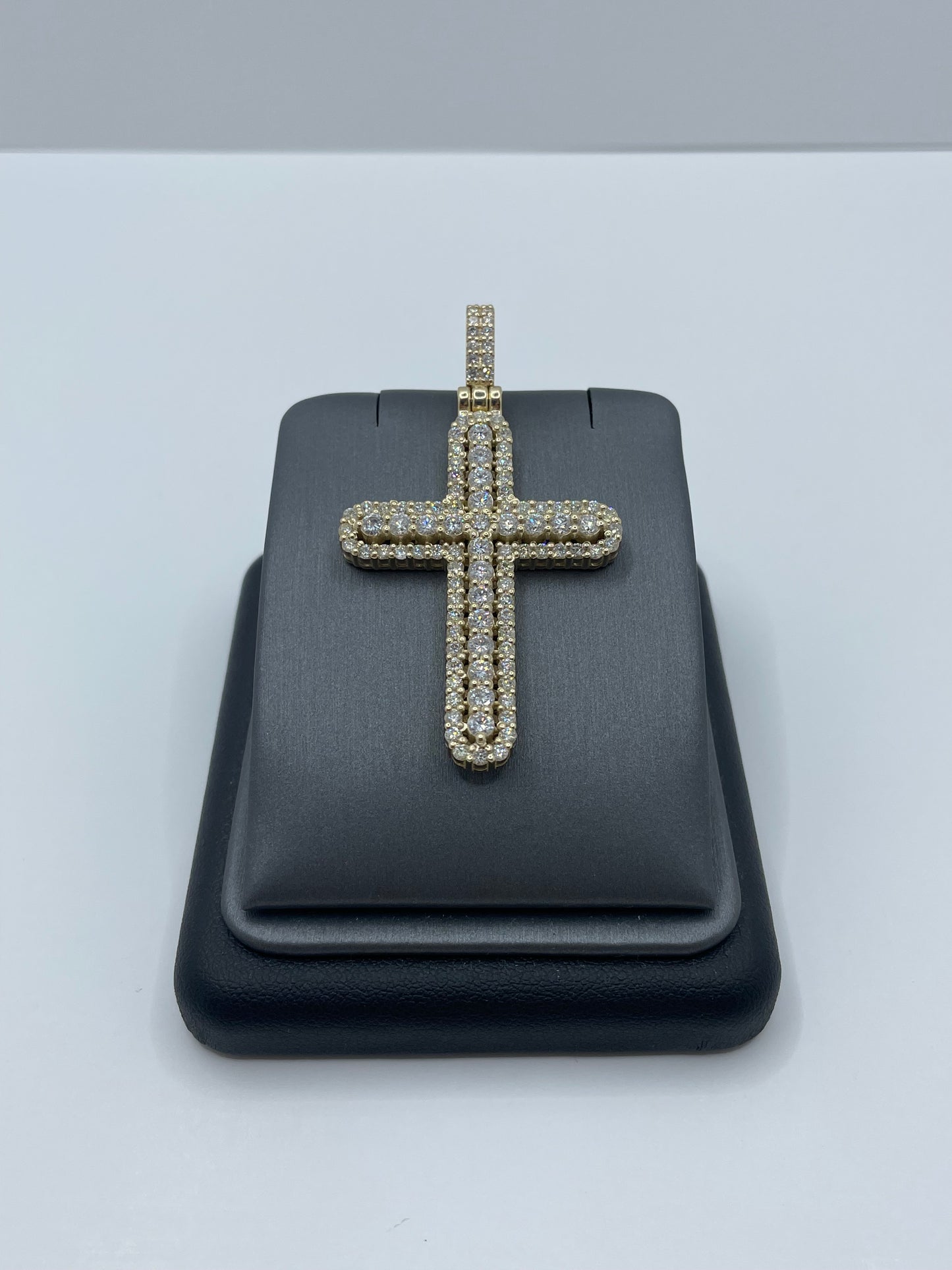 14k Yellow Gold Diamond Cross Pendant ICED OUT