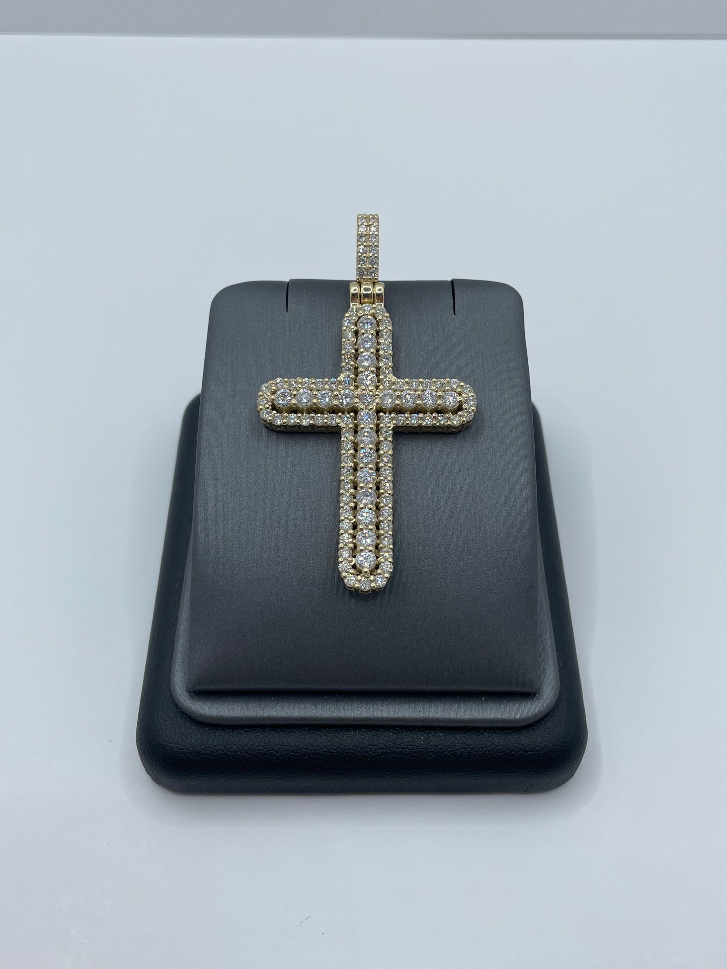 14k Yellow Gold Diamond Cross Pendant ICED OUT