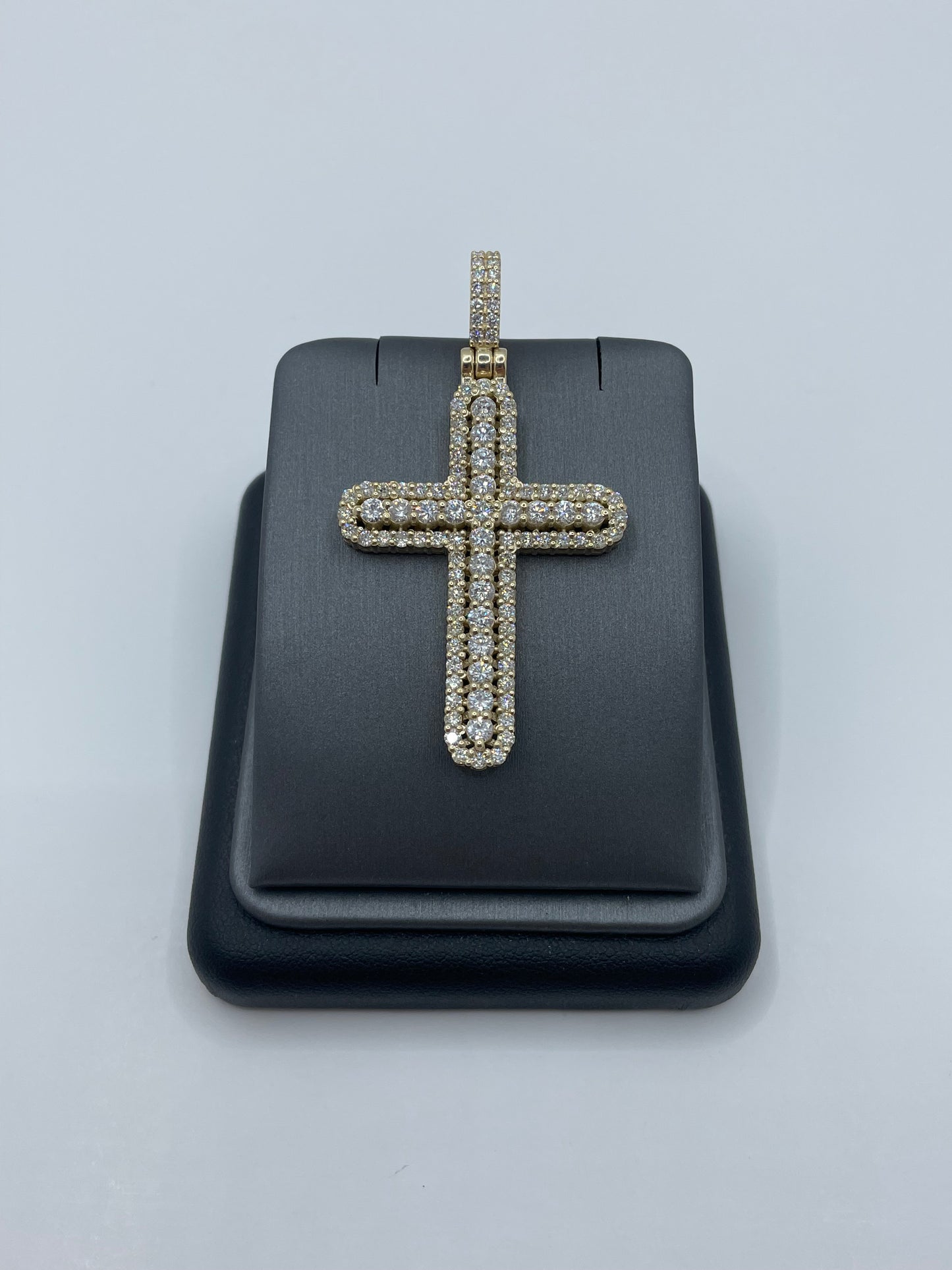 14k Yellow Gold Diamond Cross Pendant ICED OUT