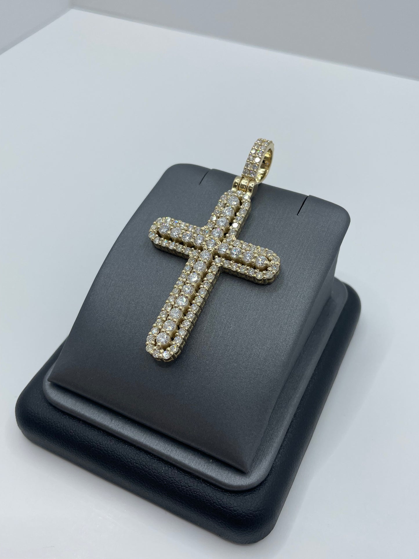 14k Yellow Gold Diamond Cross Pendant ICED OUT