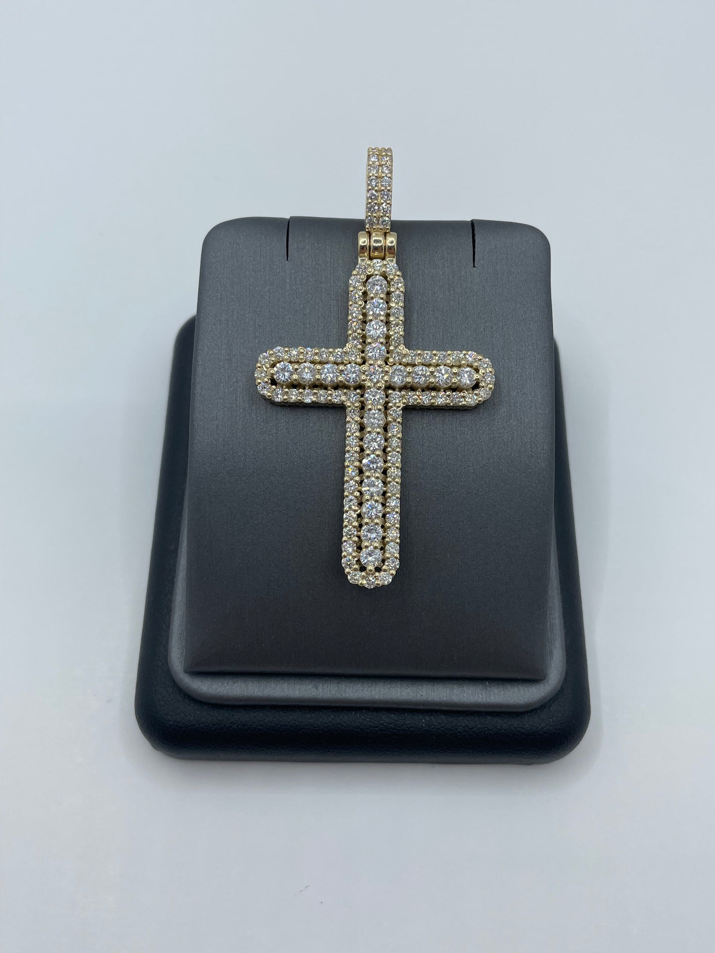 14k Yellow Gold Diamond Cross Pendant ICED OUT