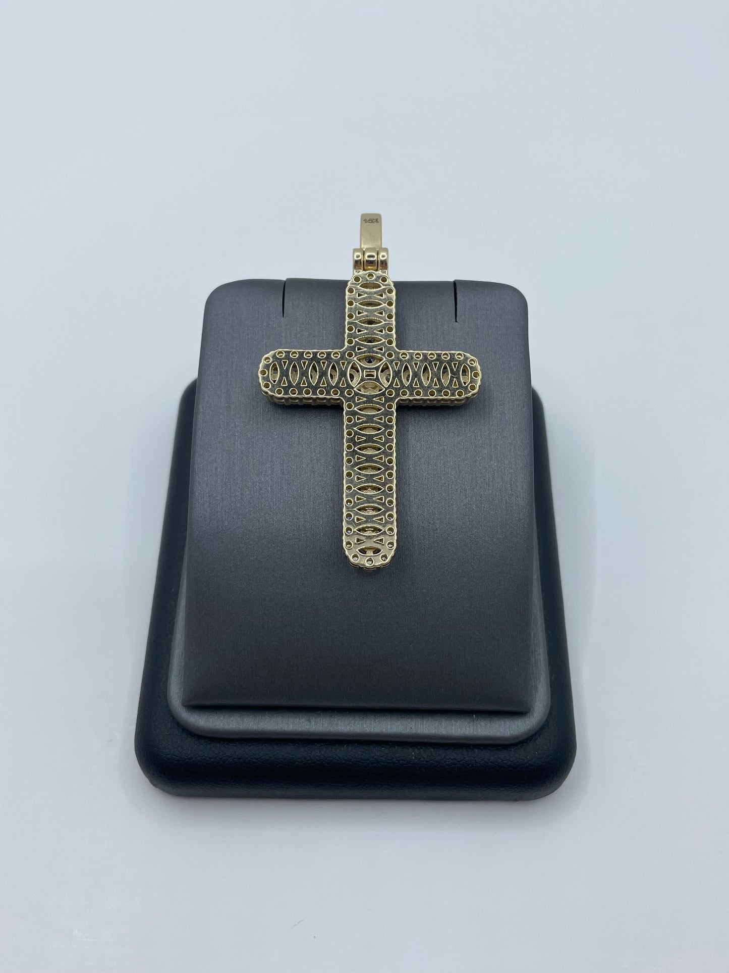 14k Yellow Gold Diamond Cross Pendant ICED OUT