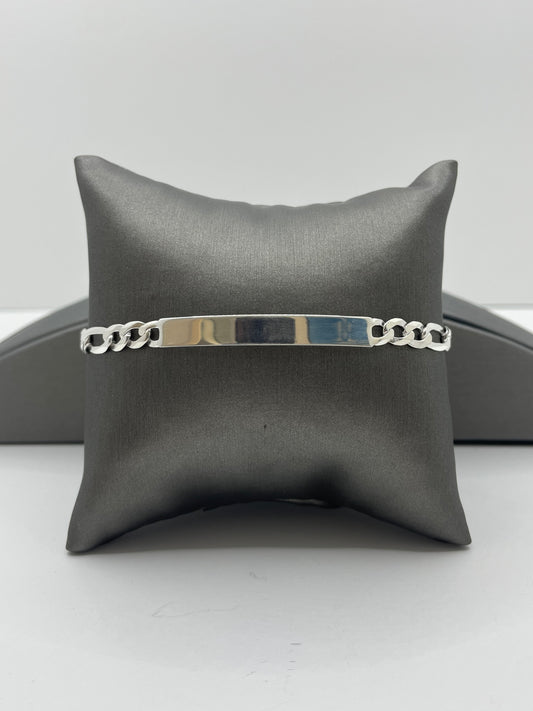 Figaro Link ID Bracelet .925 Silver 8 inch