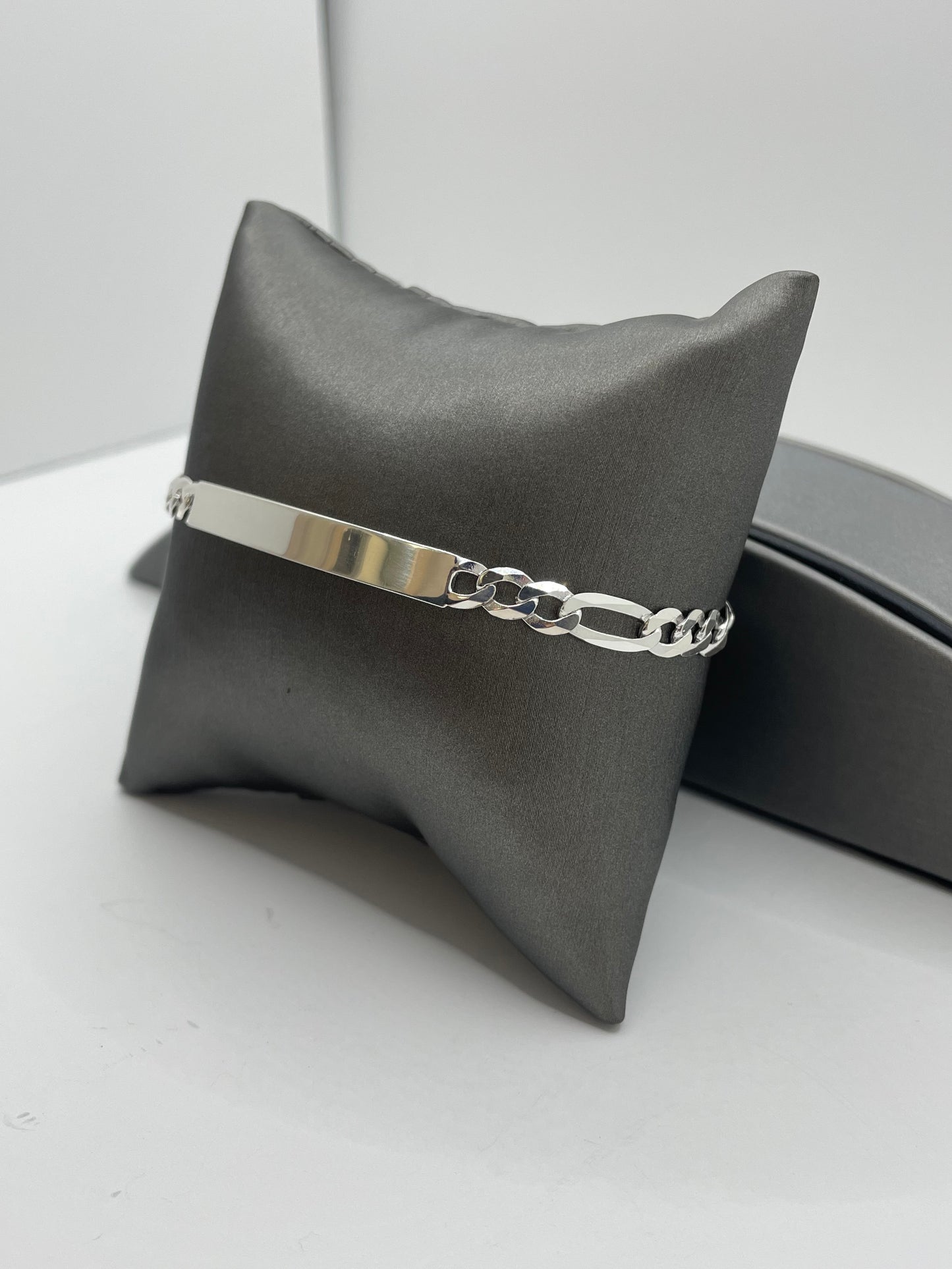 Figaro Link ID Bracelet .925 Silver 8 inch