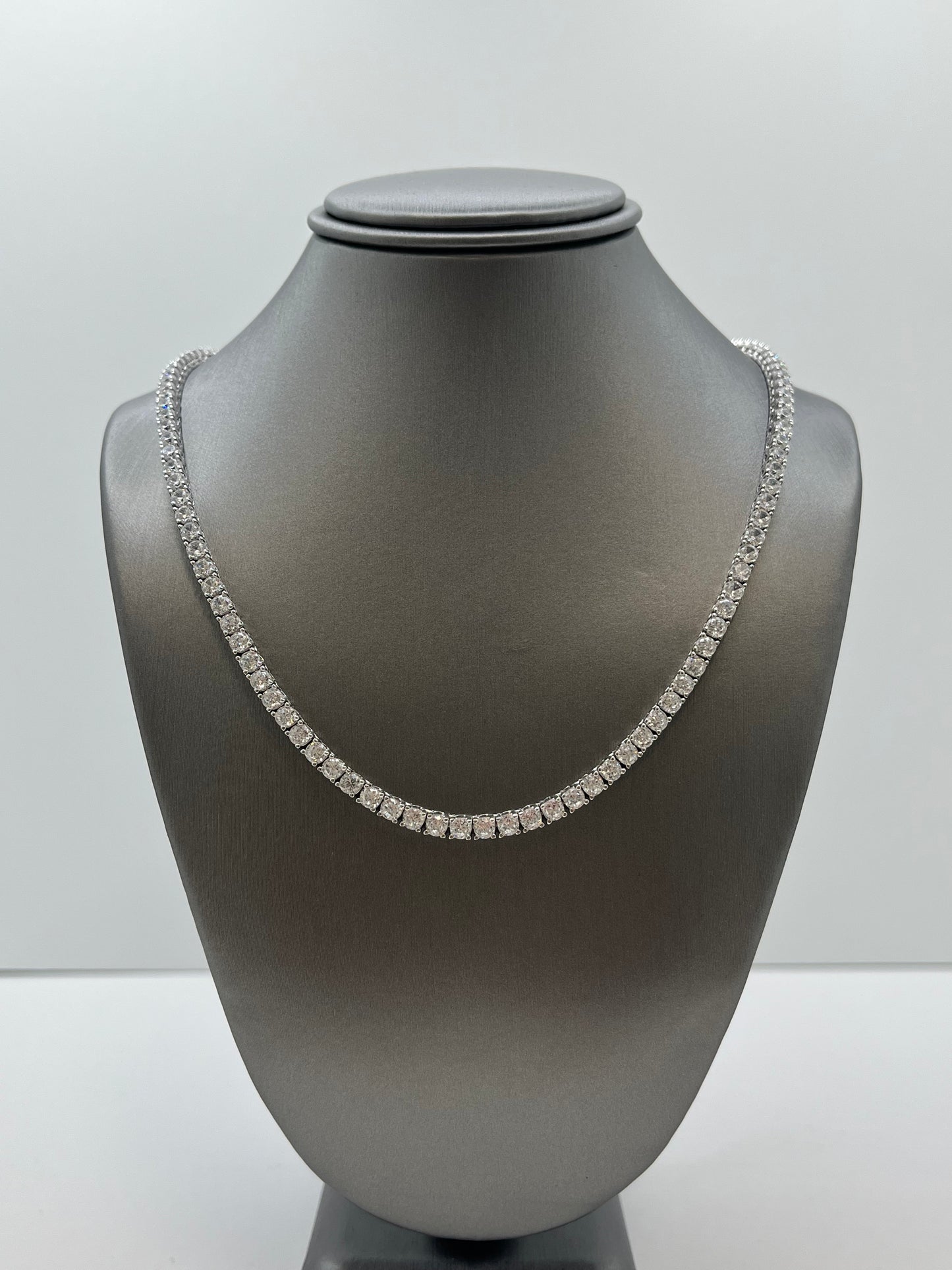 Cubic Zirconia Tennis Chain Necklace .925 Silver
