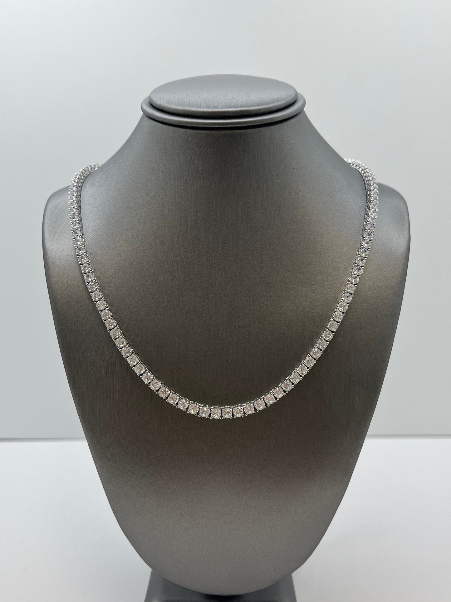 Cubic Zirconia Tennis Chain Necklace .925 Silver