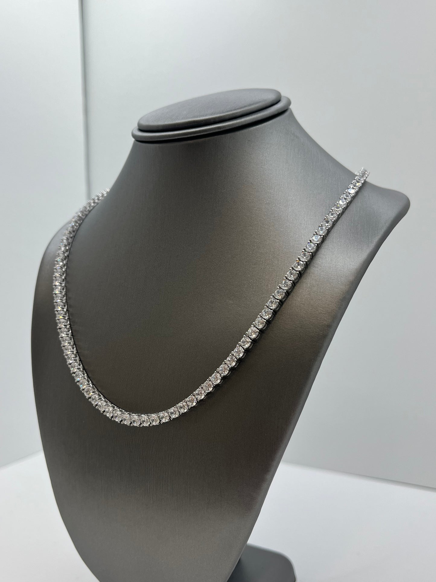 Cubic Zirconia Tennis Chain Necklace .925 Silver