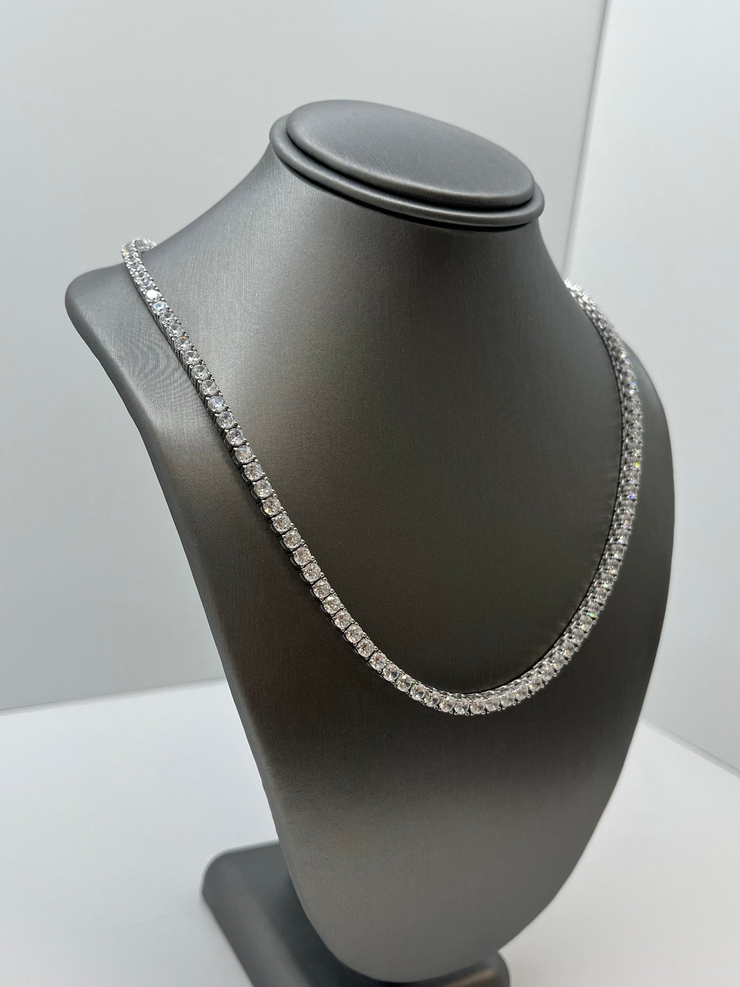 Cubic Zirconia Tennis Chain Necklace .925 Silver