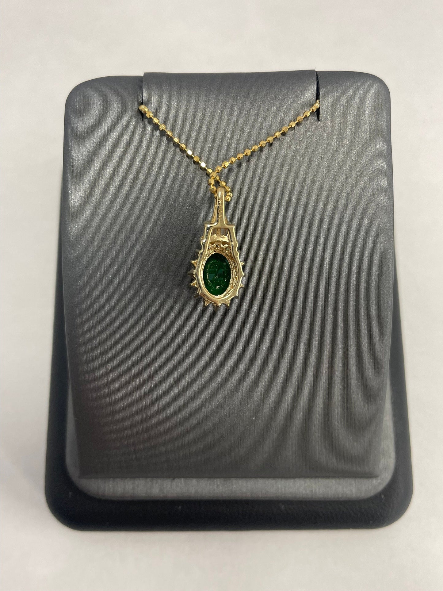 10k Yellow Gold Emerald Diamond Pendant