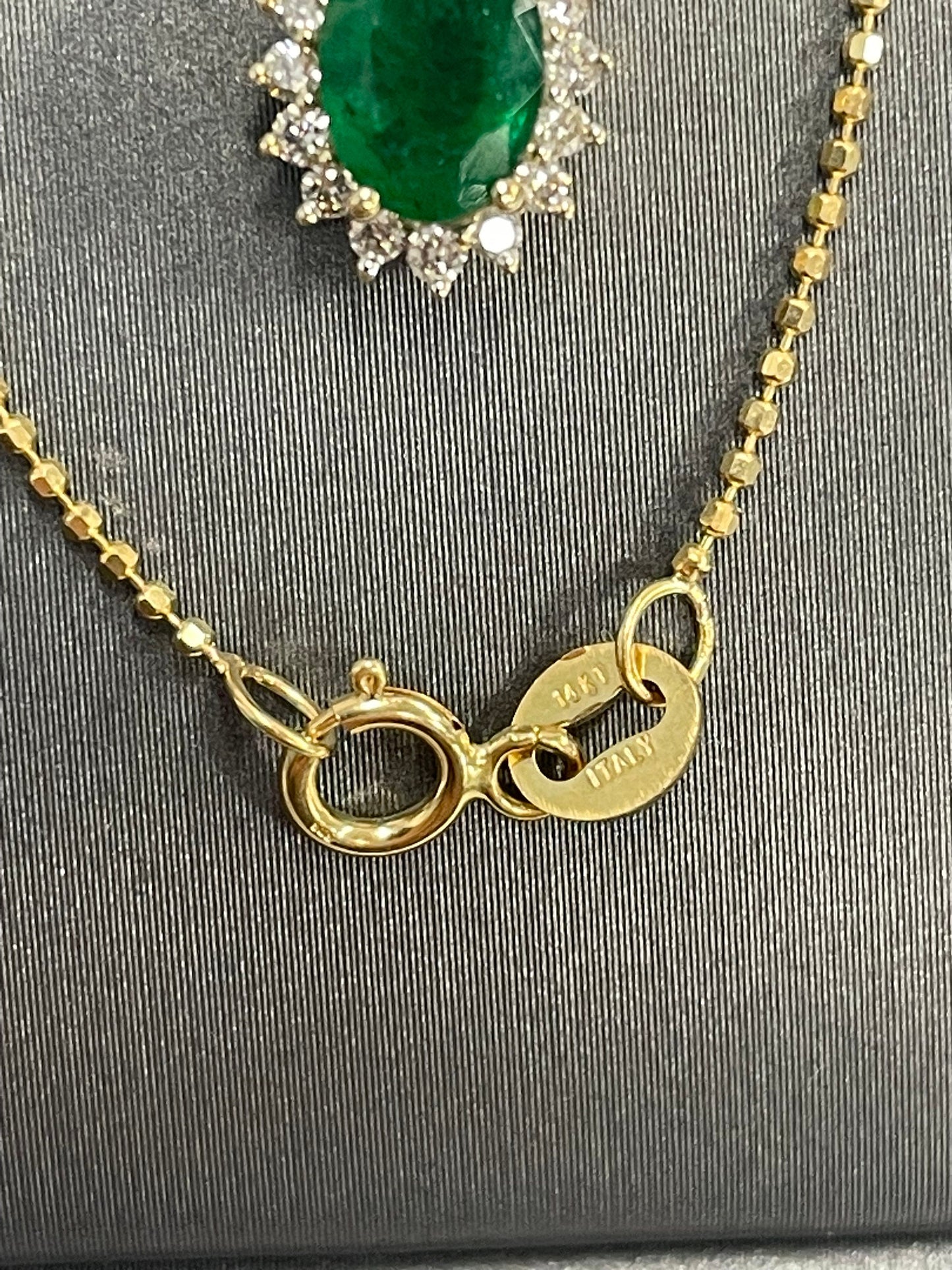 10k Yellow Gold Emerald Diamond Pendant