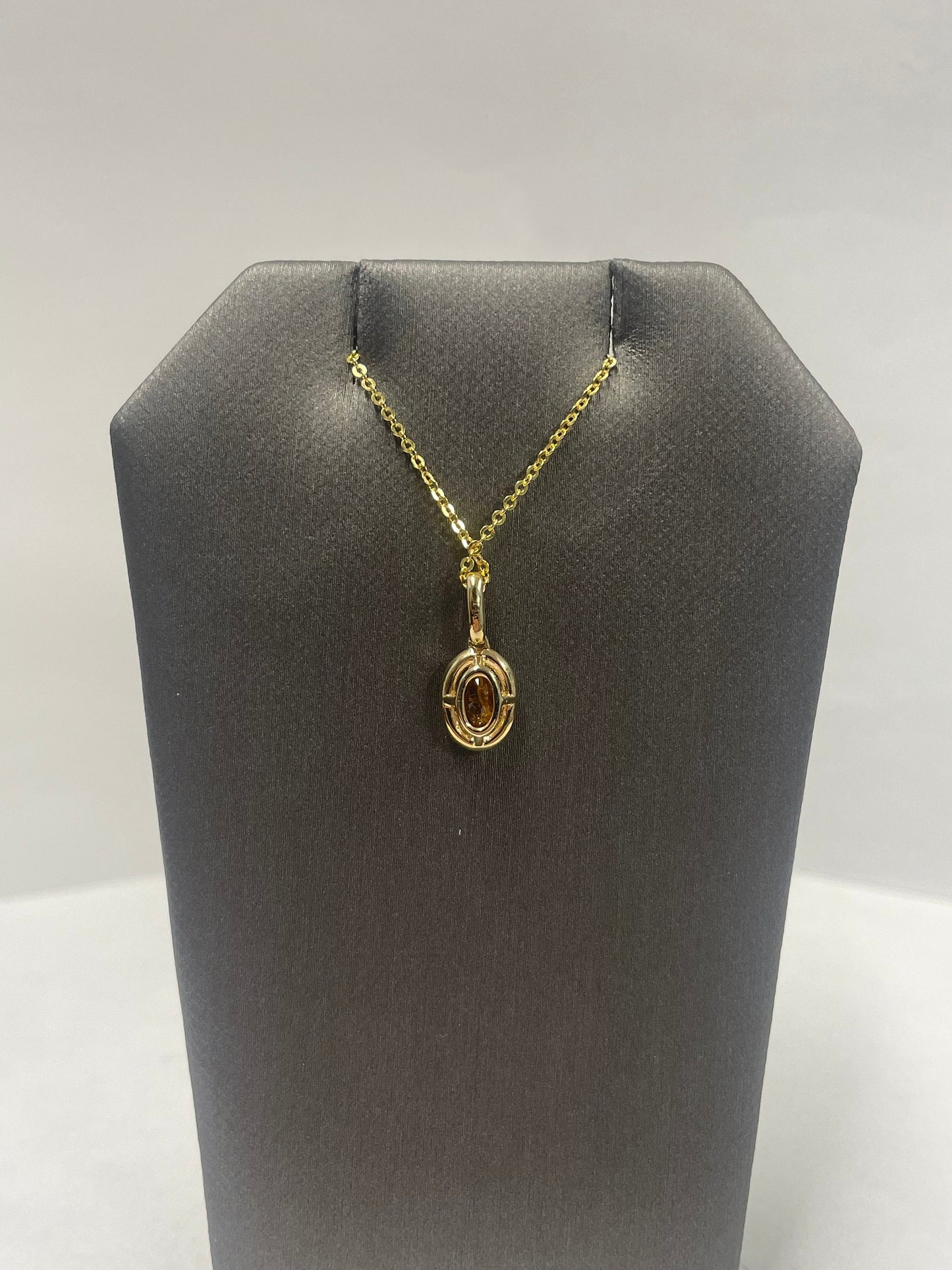 14k Yellow Gold Orange Sapphire Diamond Pendant