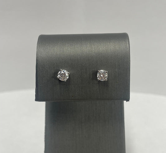 14k White Gold Diamond Stud Earrings 0.50 ct