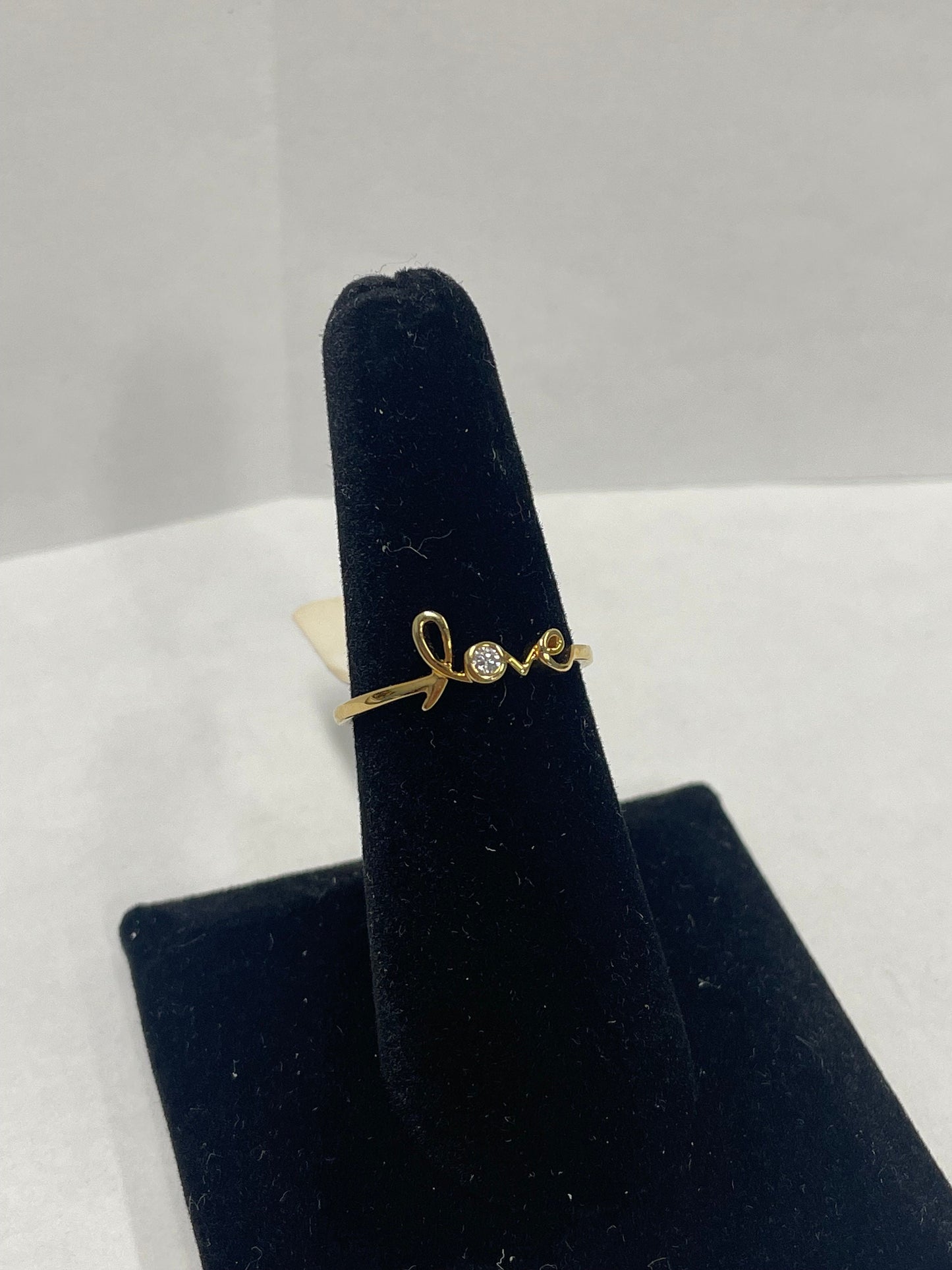 14k Yellow Gold Love Diamond Bezel Set Ring