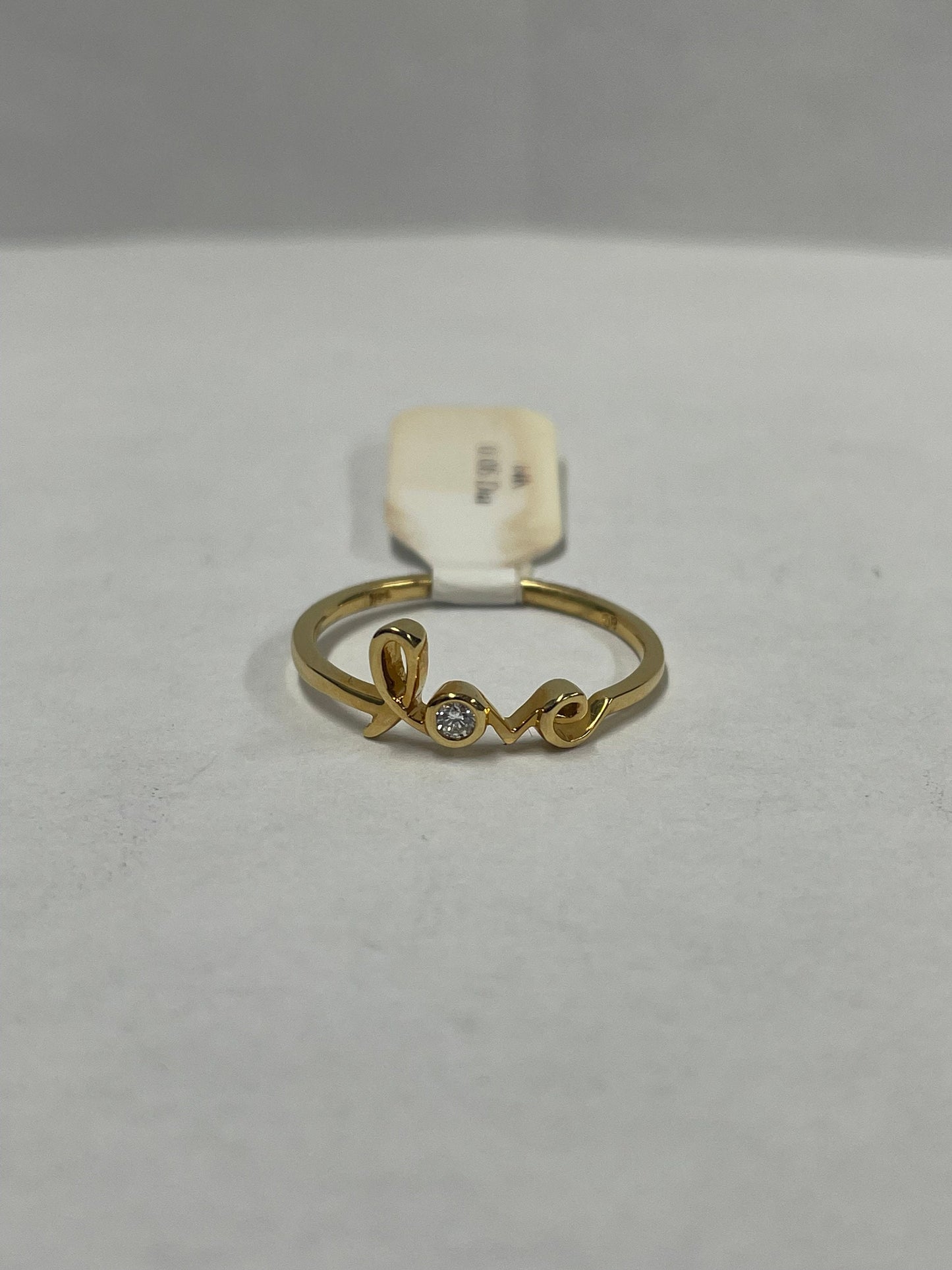 14k Yellow Gold Love Diamond Bezel Set Ring