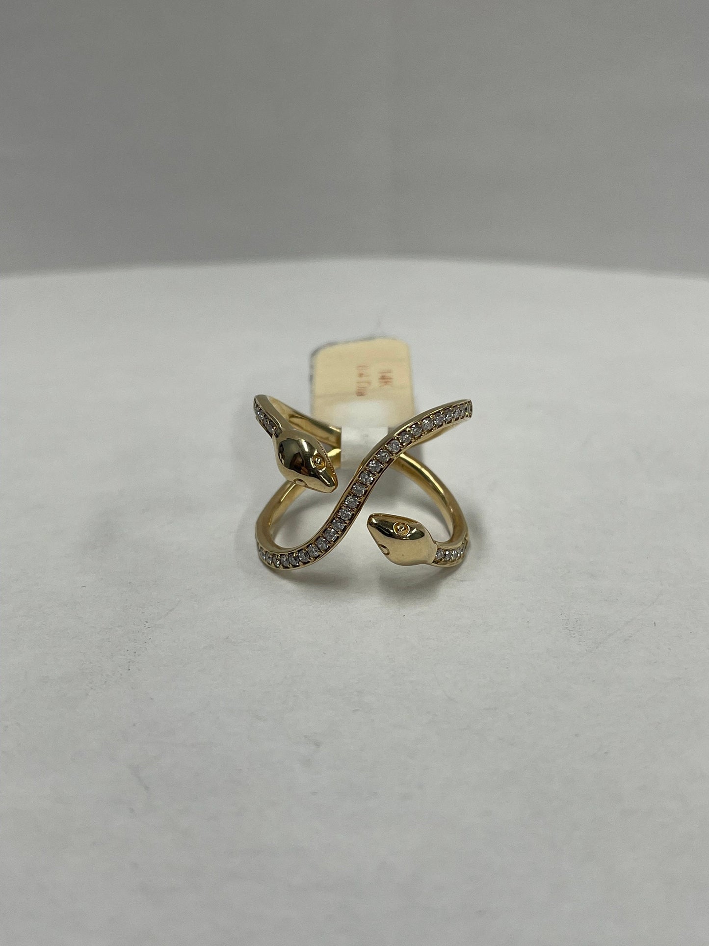 14k Yellow Gold Diamond Snake Ring