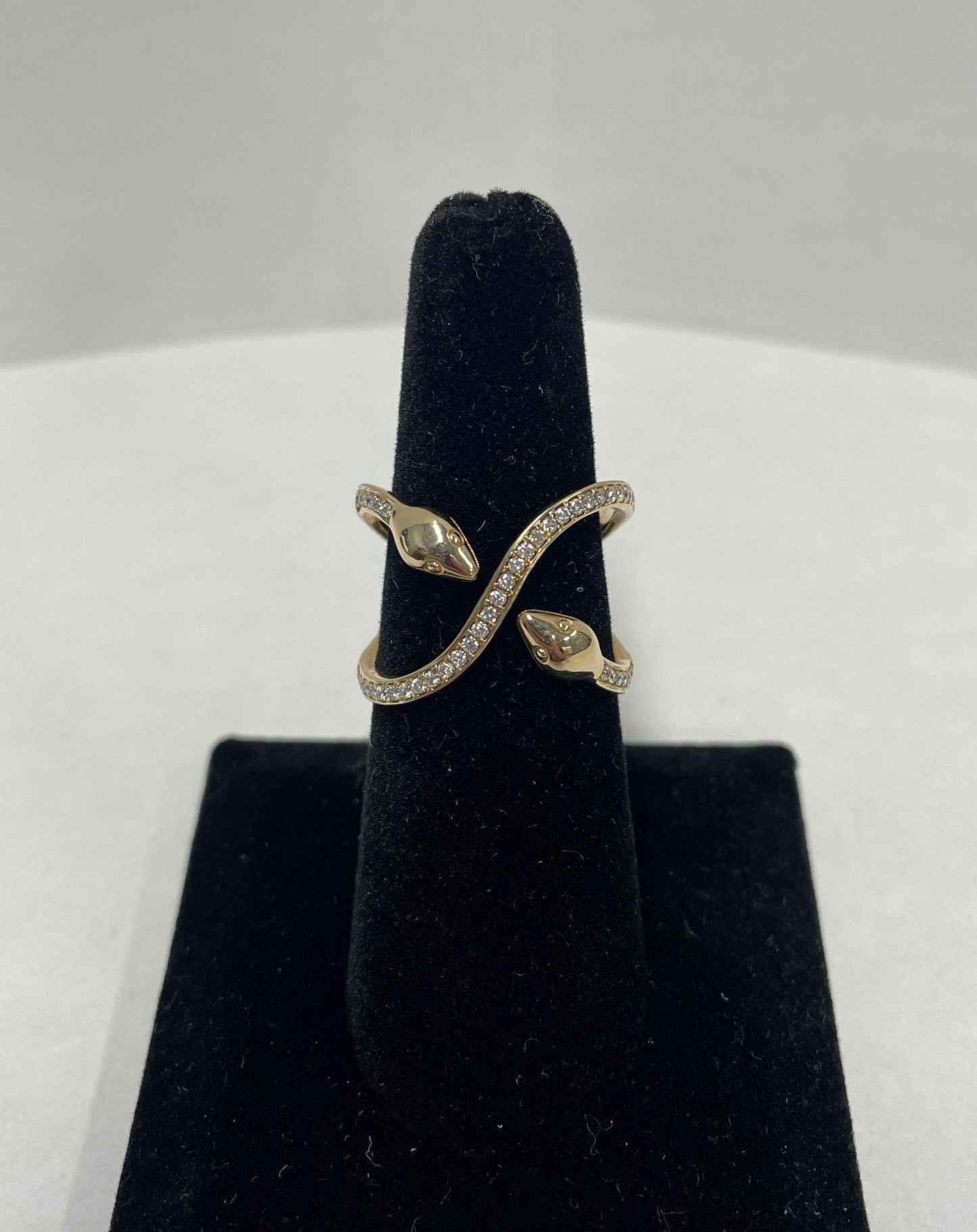 14k Yellow Gold Diamond Snake Ring