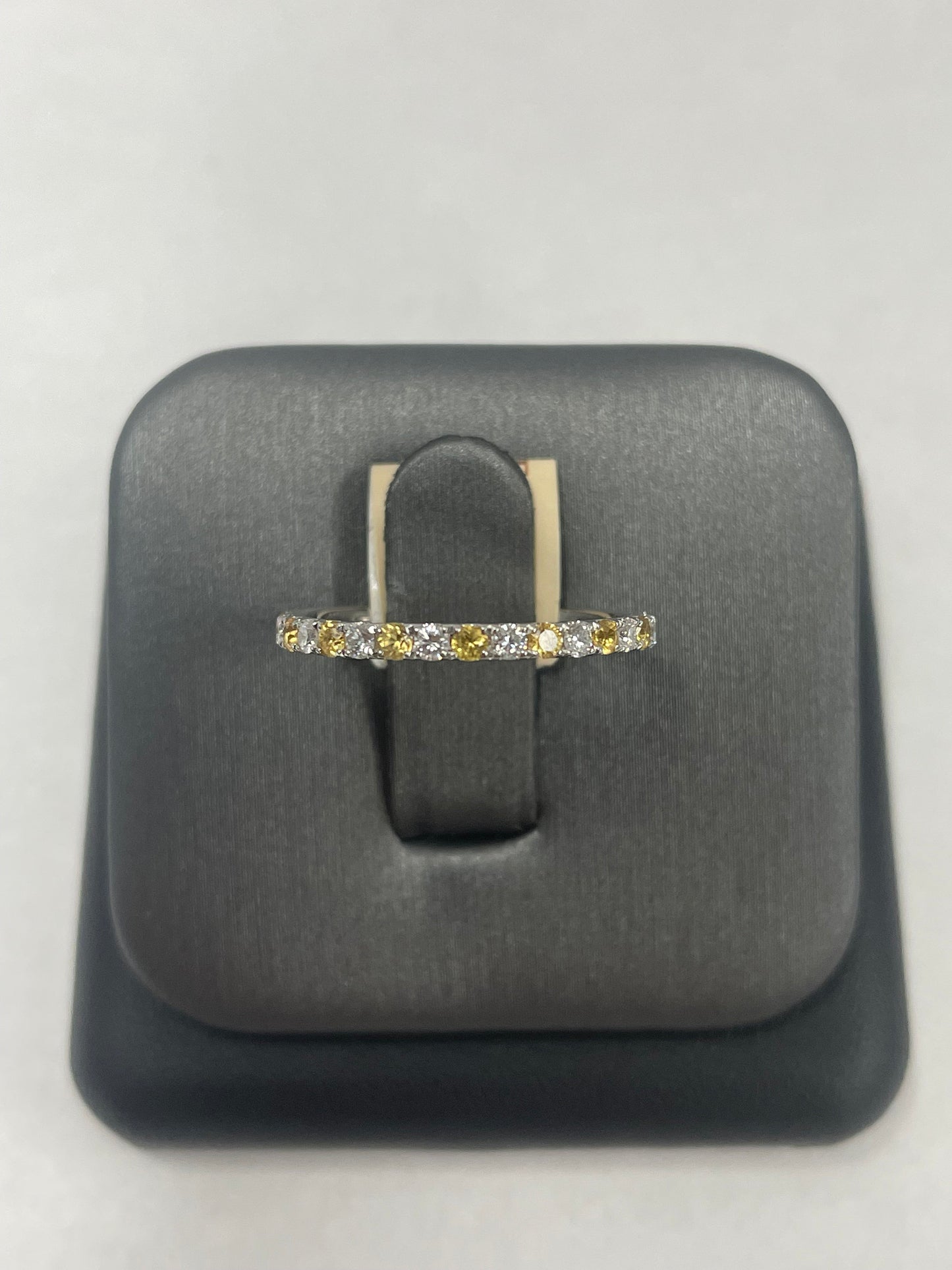 14k White Gold Yellow Sapphire - Diamond Band Ring