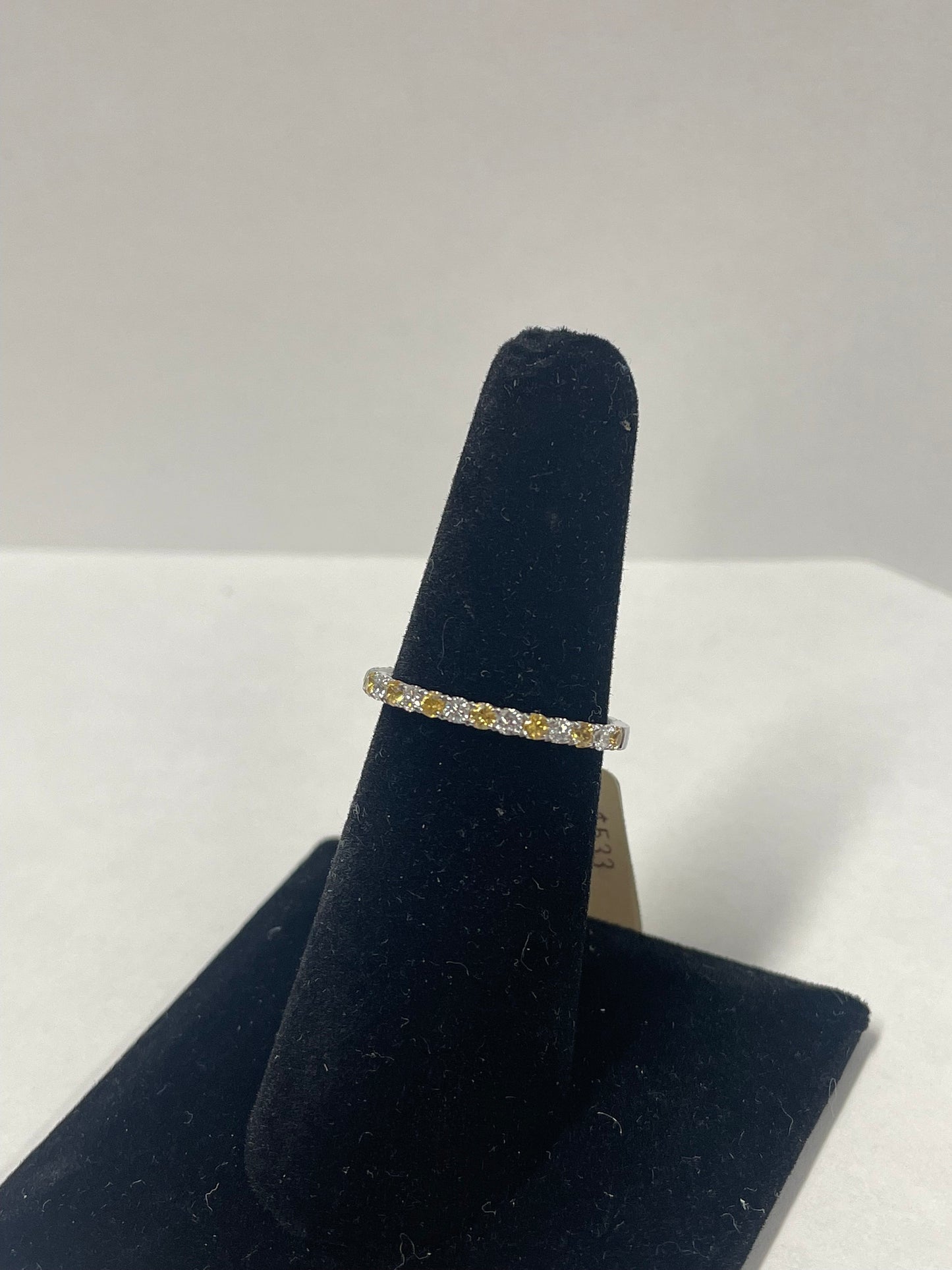 14k White Gold Yellow Sapphire - Diamond Band Ring