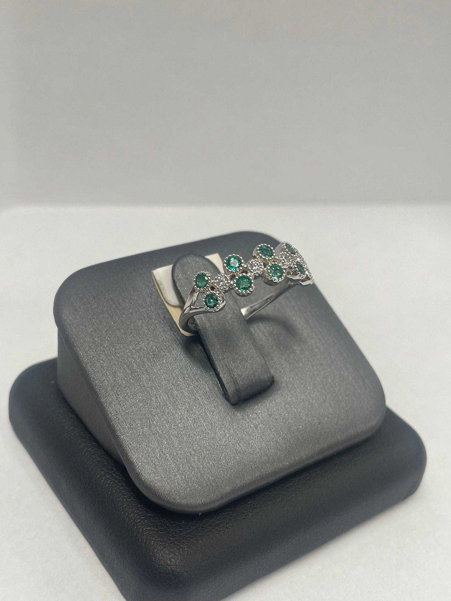 14k White Gold Emerald - Diamond Ring