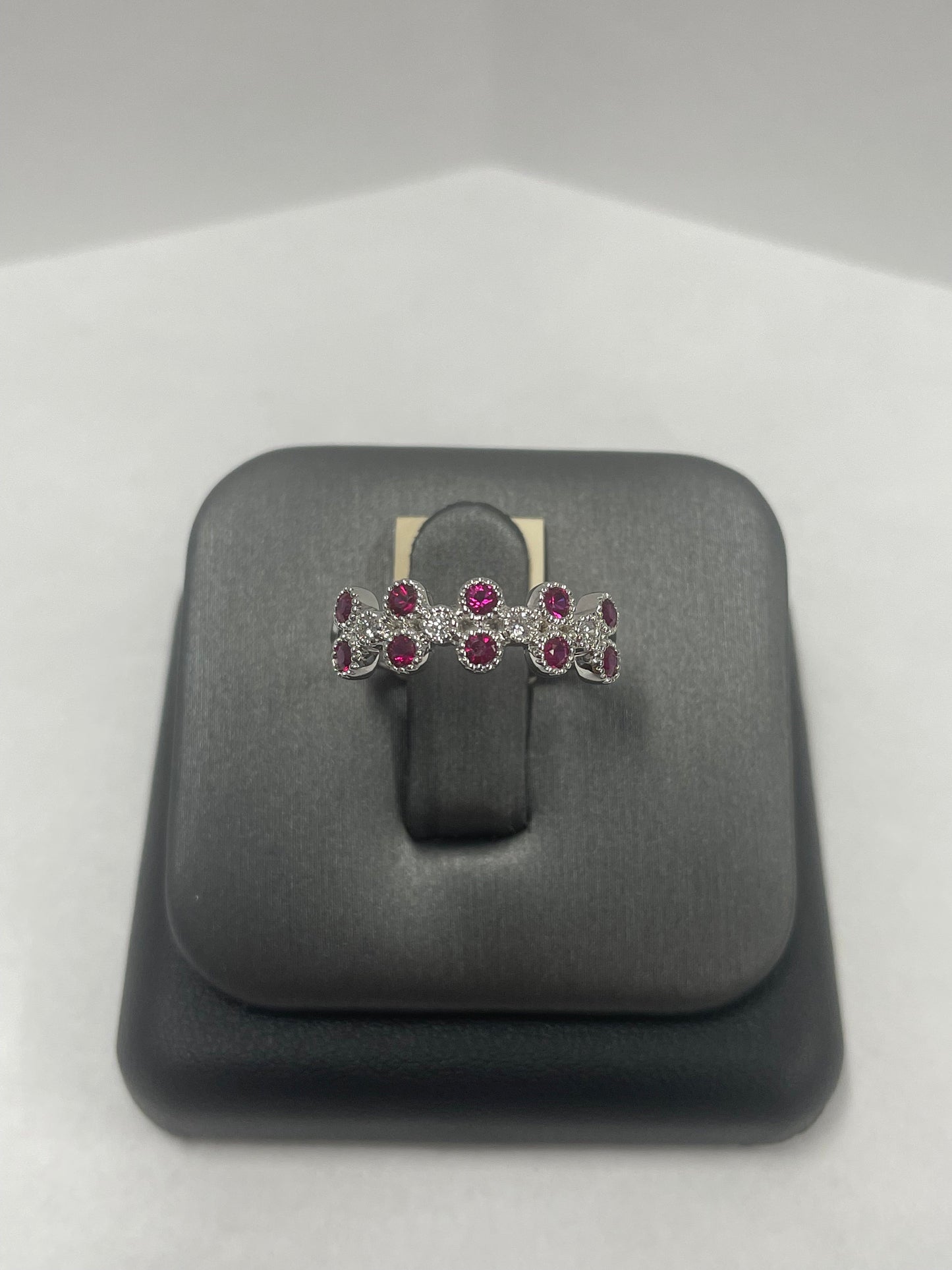 14k White Gold Ruby - Diamond Ring