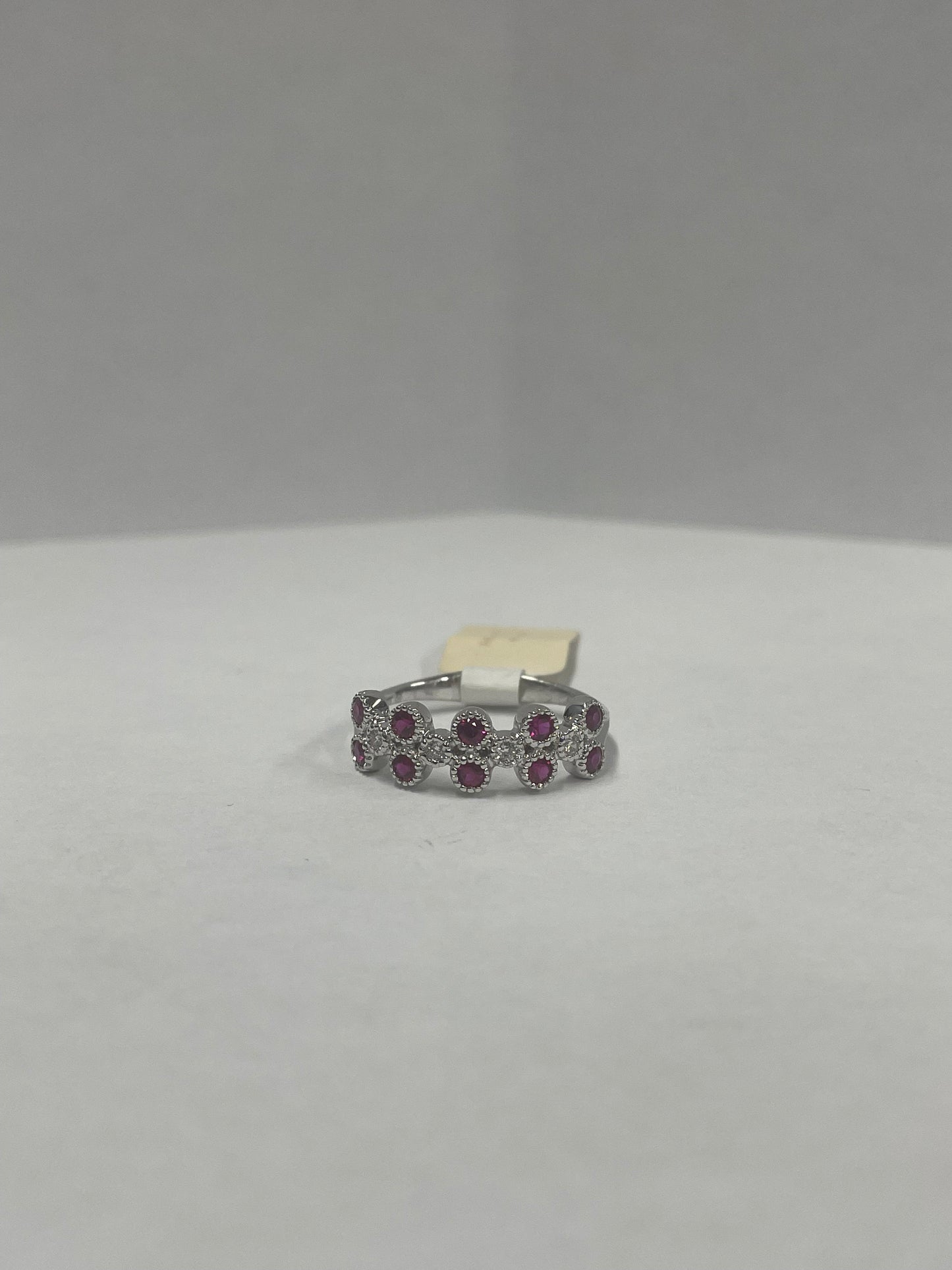 14k White Gold Ruby - Diamond Ring