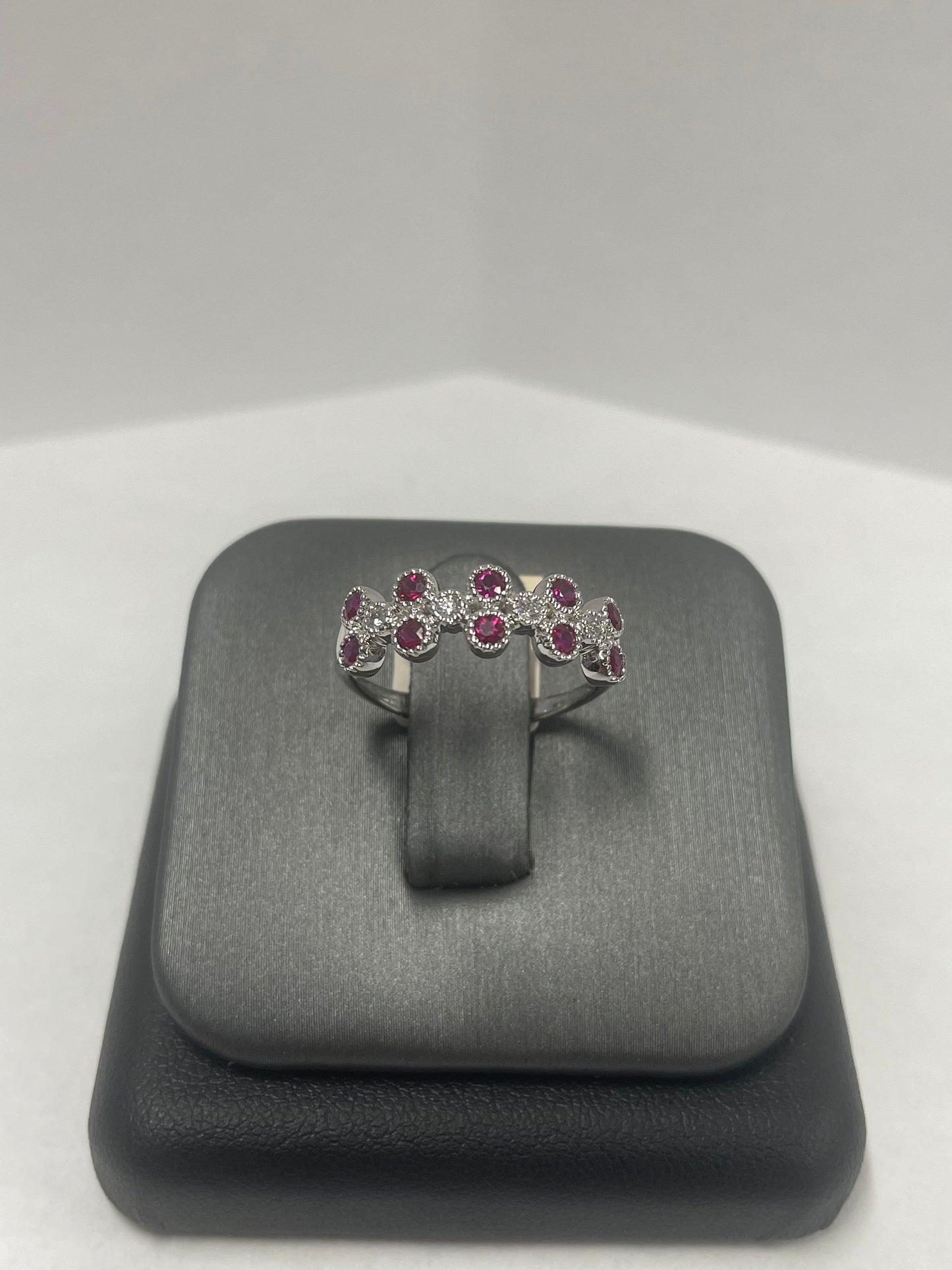 14k White Gold Ruby - Diamond Ring