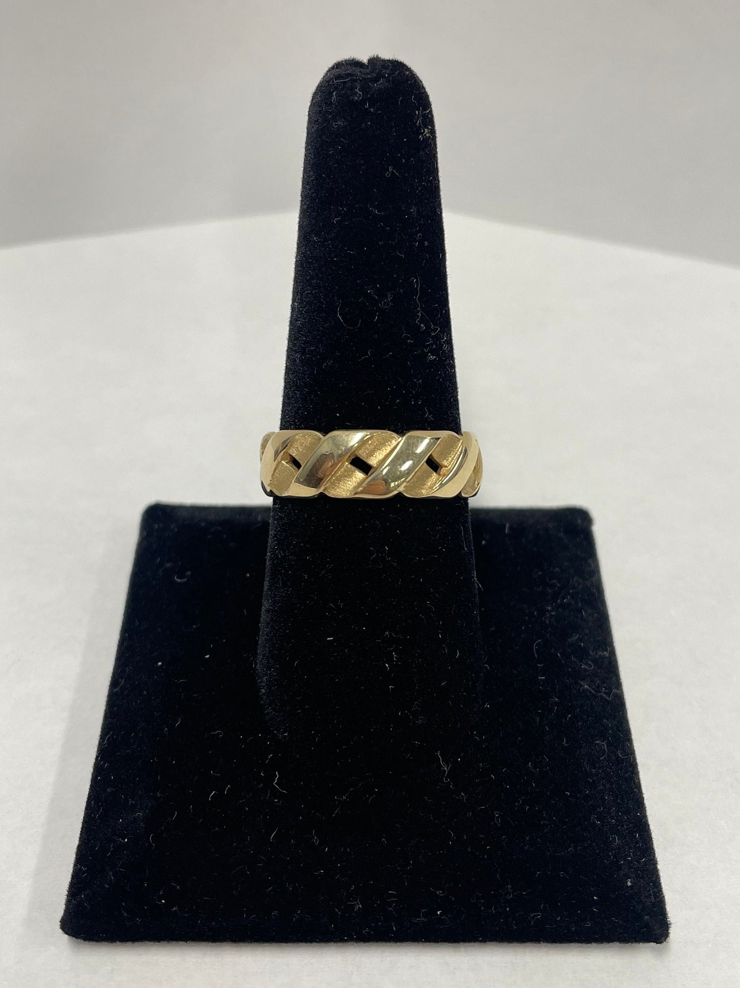 14k Yellow Gold Semi-Cuban Link Ring