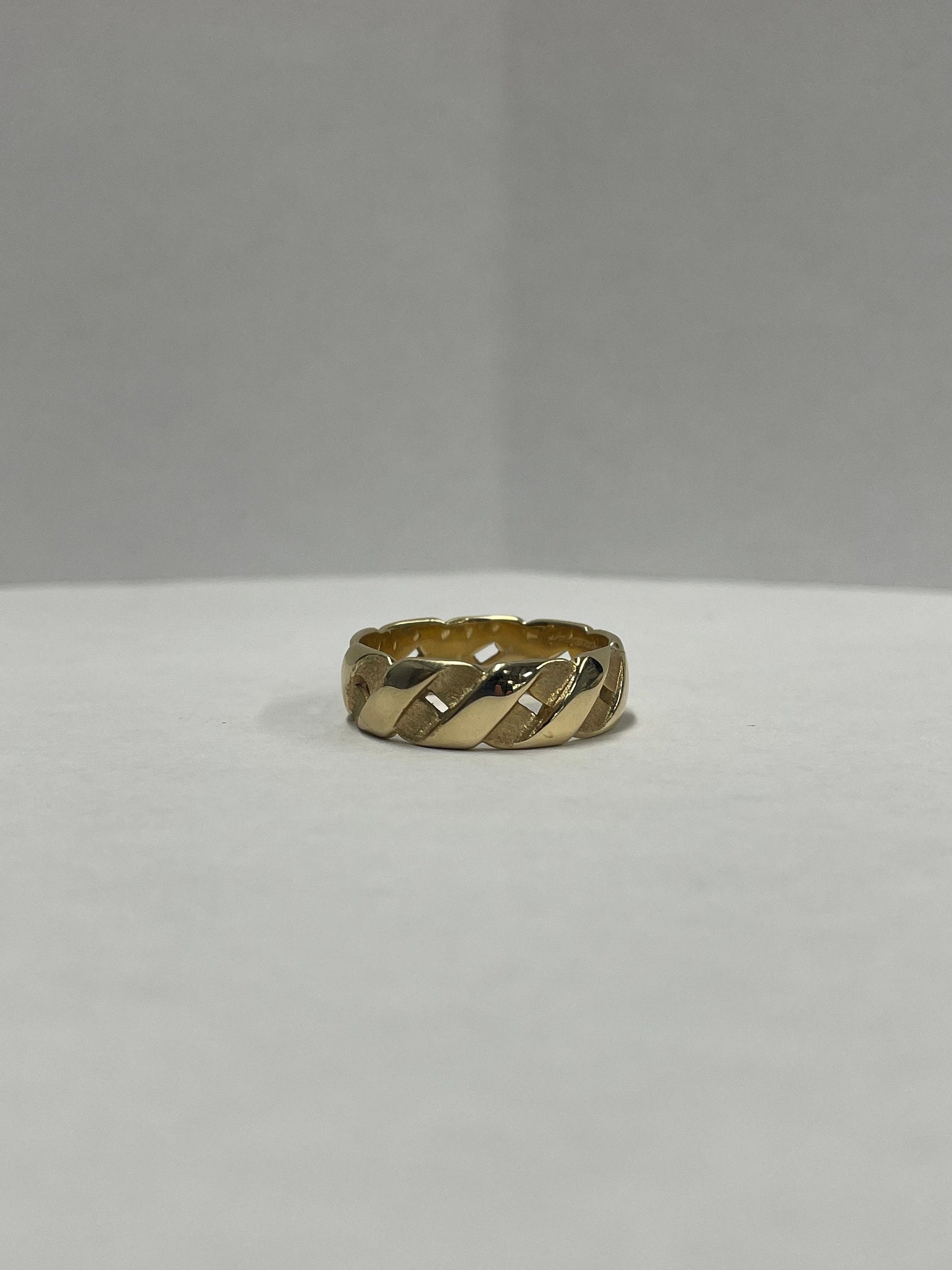 14k Yellow Gold Semi-Cuban Link Ring