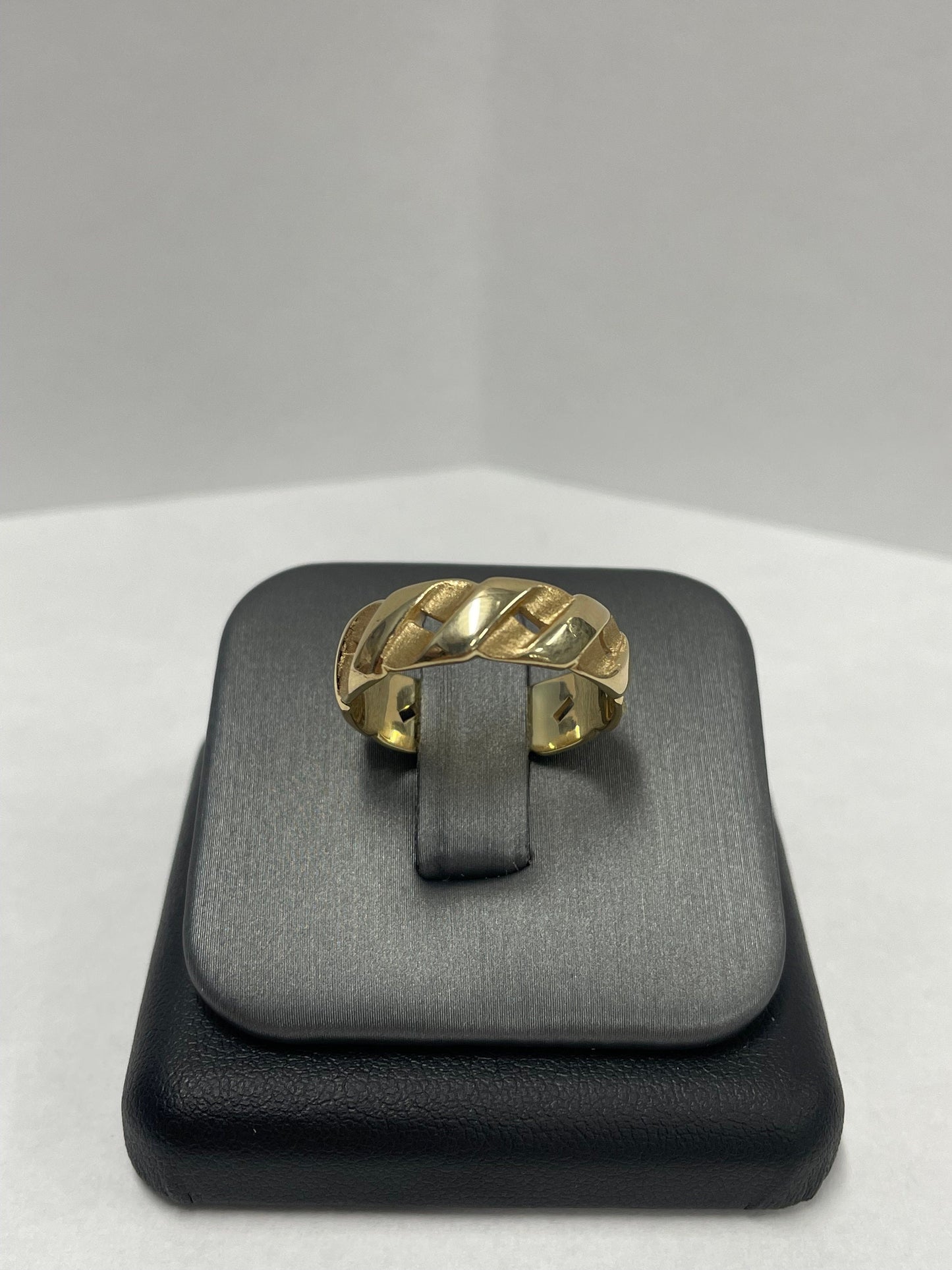 14k Yellow Gold Semi-Cuban Link Ring