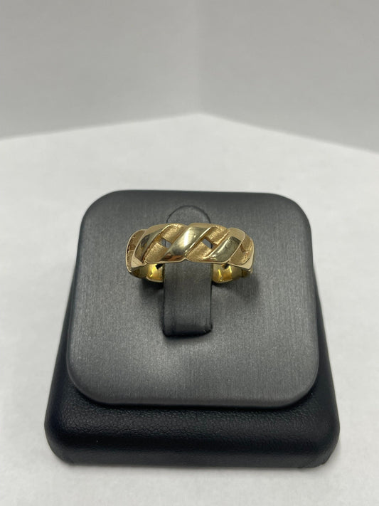 14k Yellow Gold Semi-Cuban Link Ring