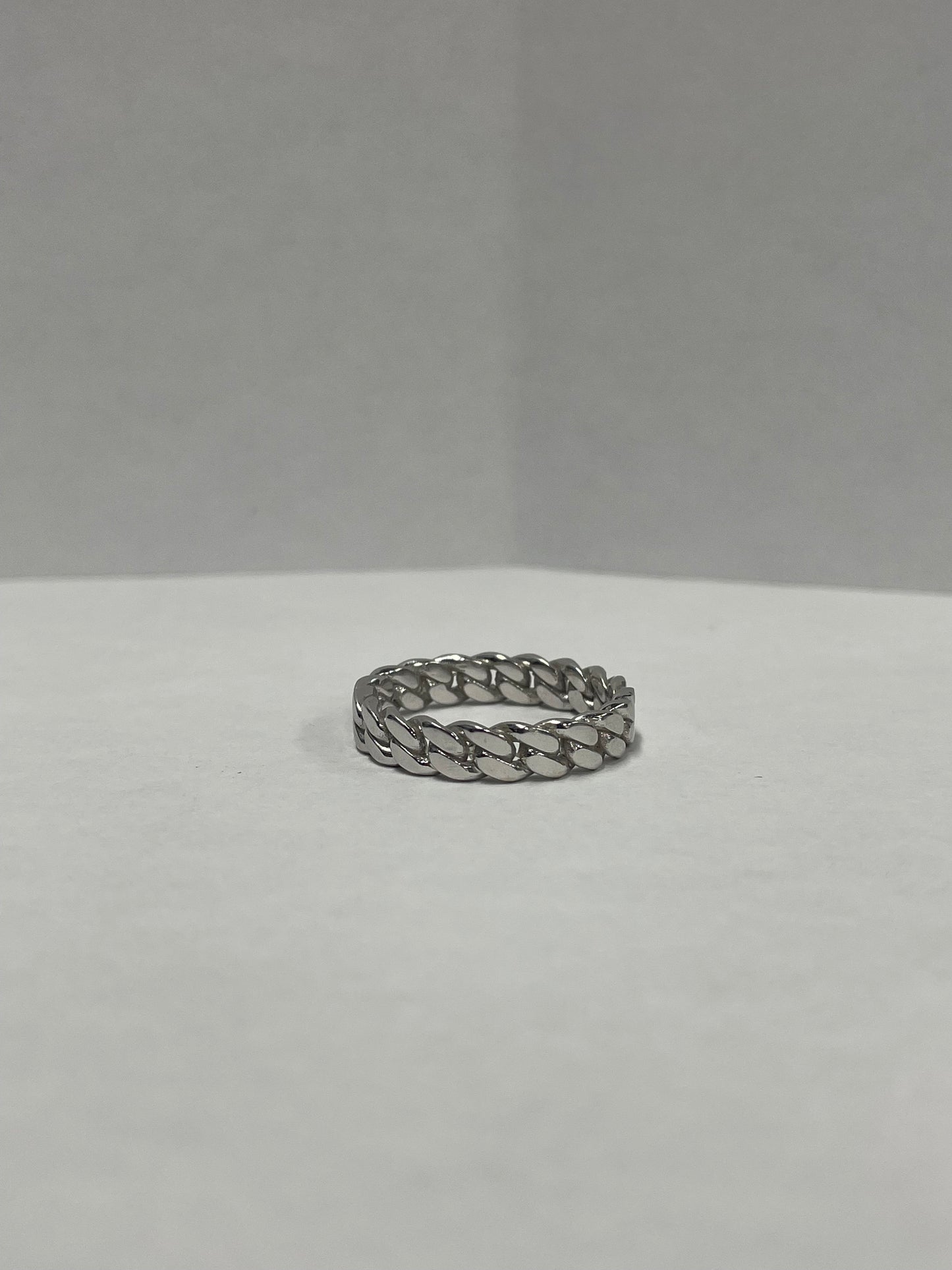 14k White Gold Cuban Link Ring