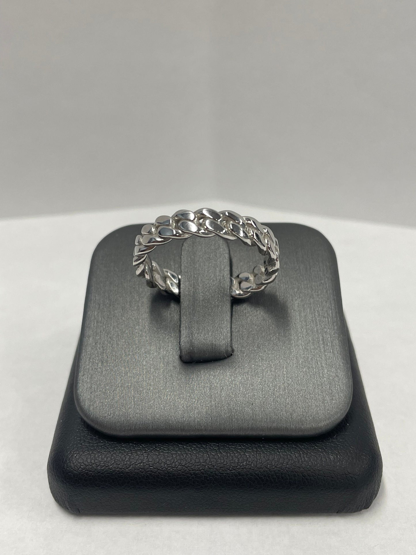 14k White Gold Cuban Link Ring