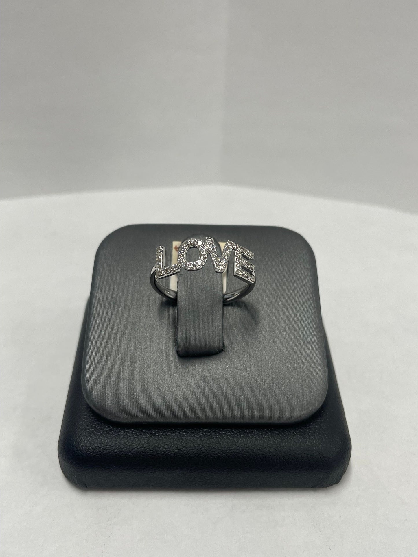 14k White Gold Love Diamond Ring