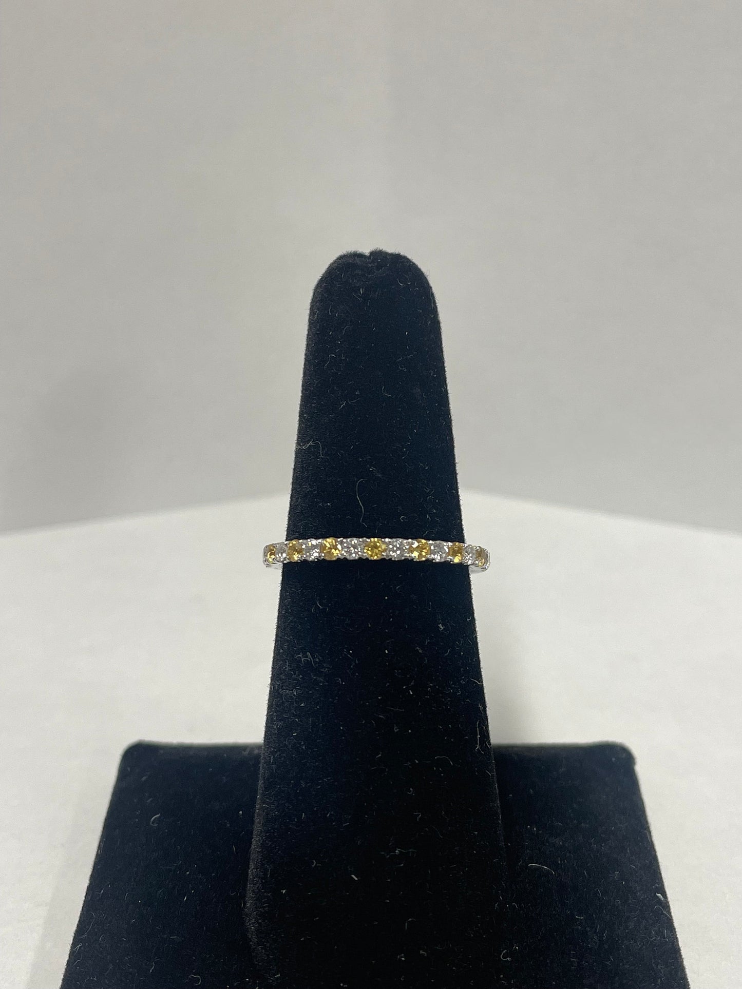 14k White Gold Yellow Sapphire - Diamond Band Ring