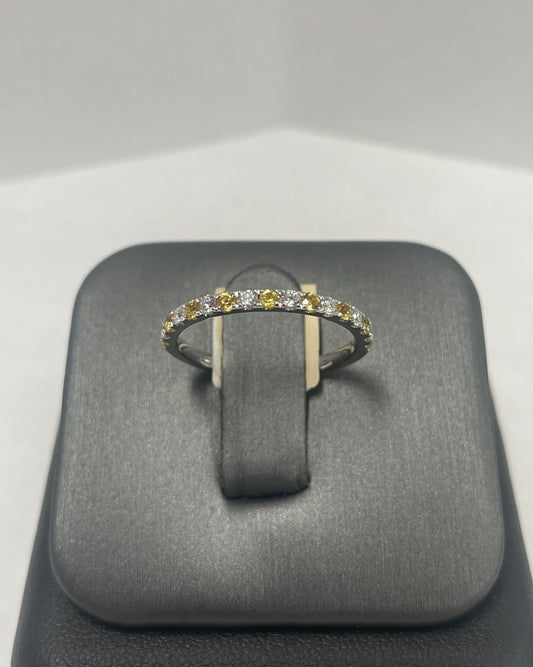 14k White Gold Yellow Sapphire - Diamond Band Ring