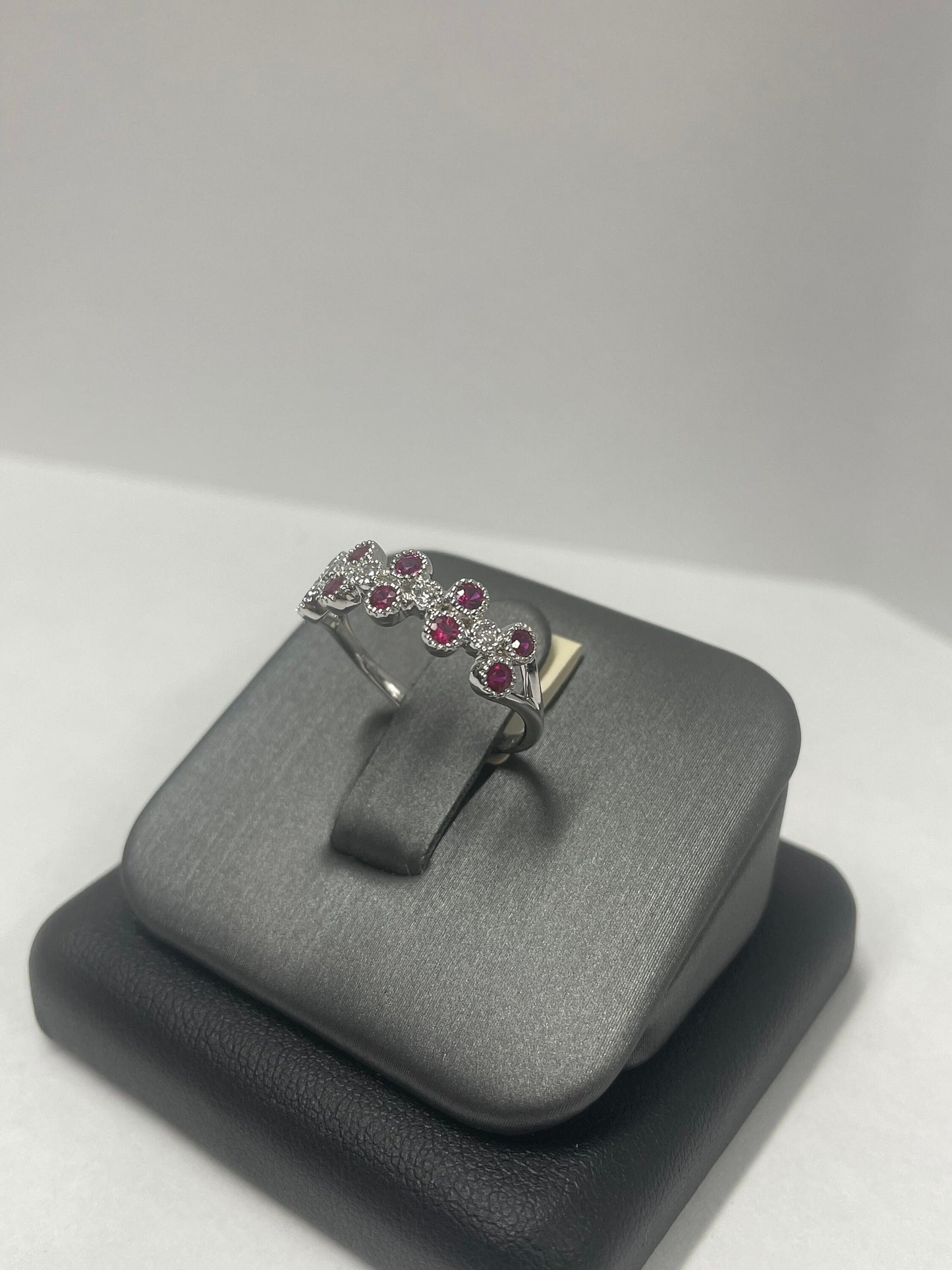 14k White Gold Ruby - Diamond Ring