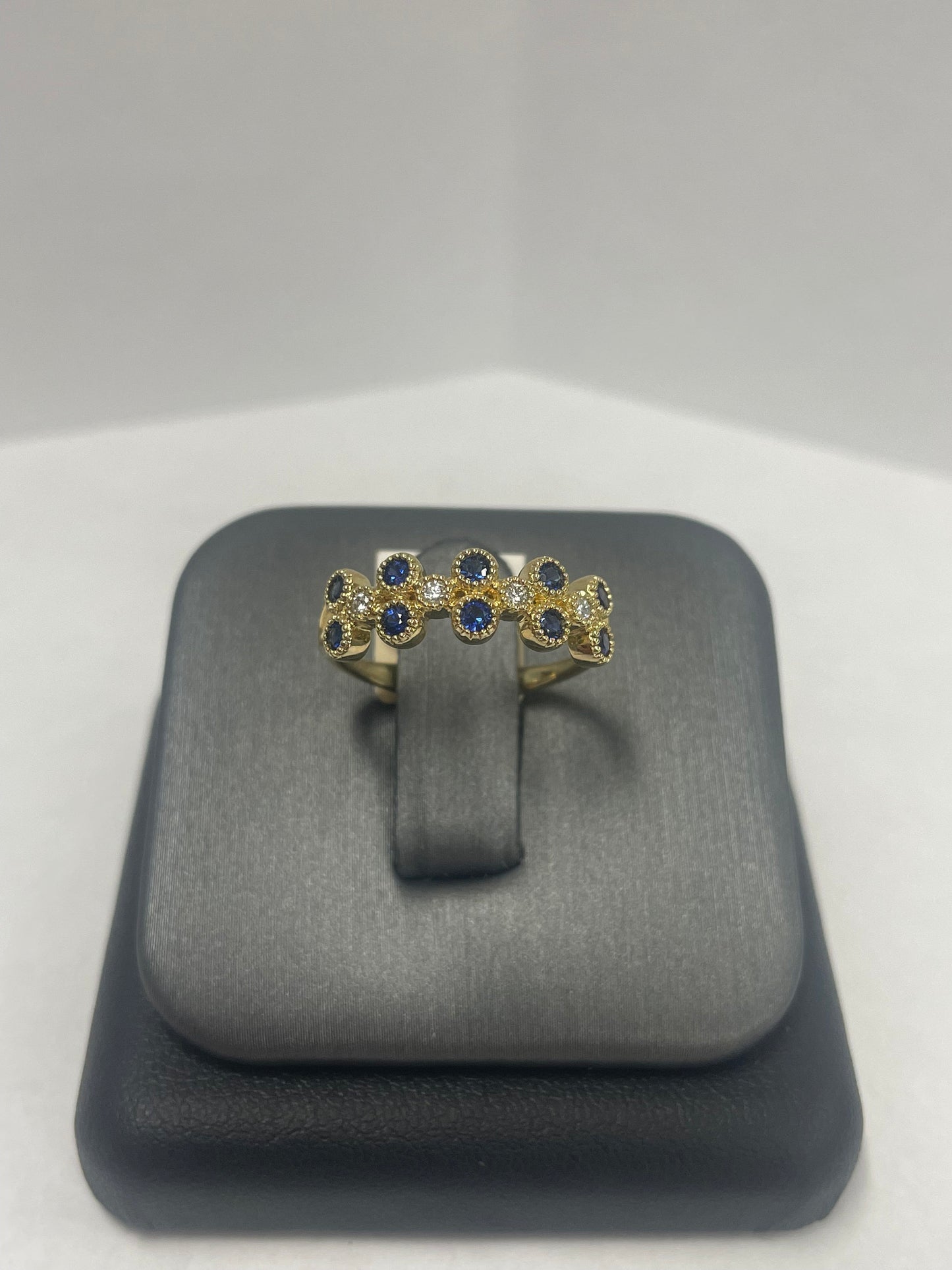 14k Yellow Gold Sapphire - Diamond Ring