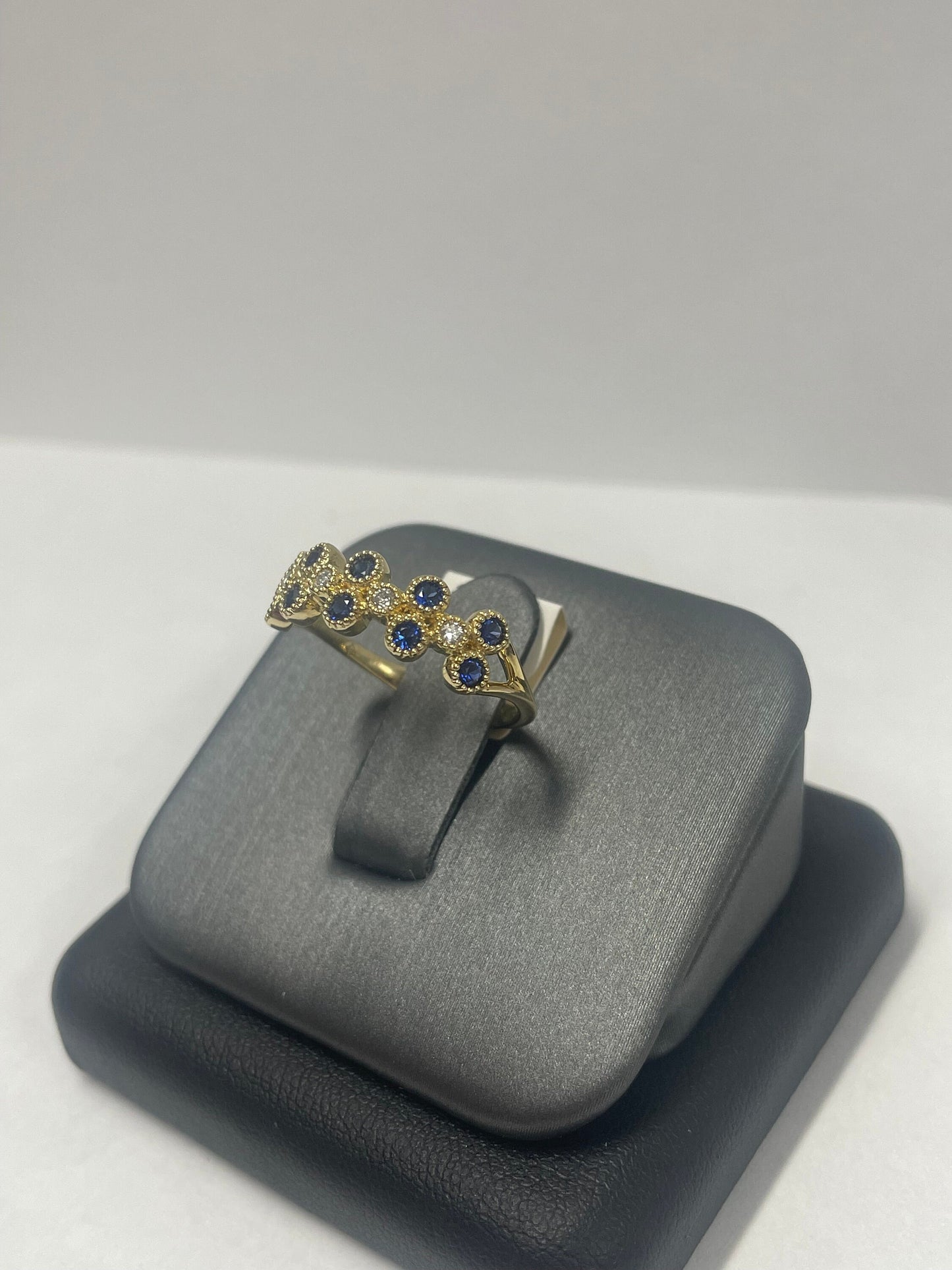 14k Yellow Gold Sapphire - Diamond Ring