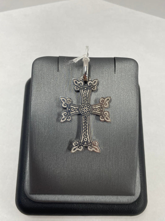 14k White Gold Large Armenian Cross Pendant