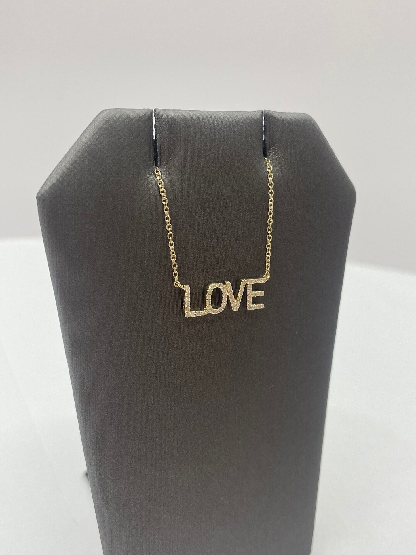 14k Yellow Gold Diamond Love Pendant