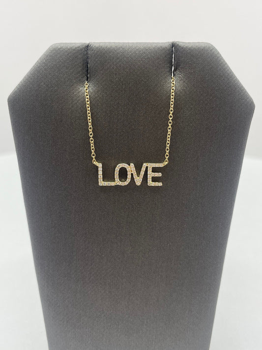 14k Yellow Gold Diamond Love Pendant