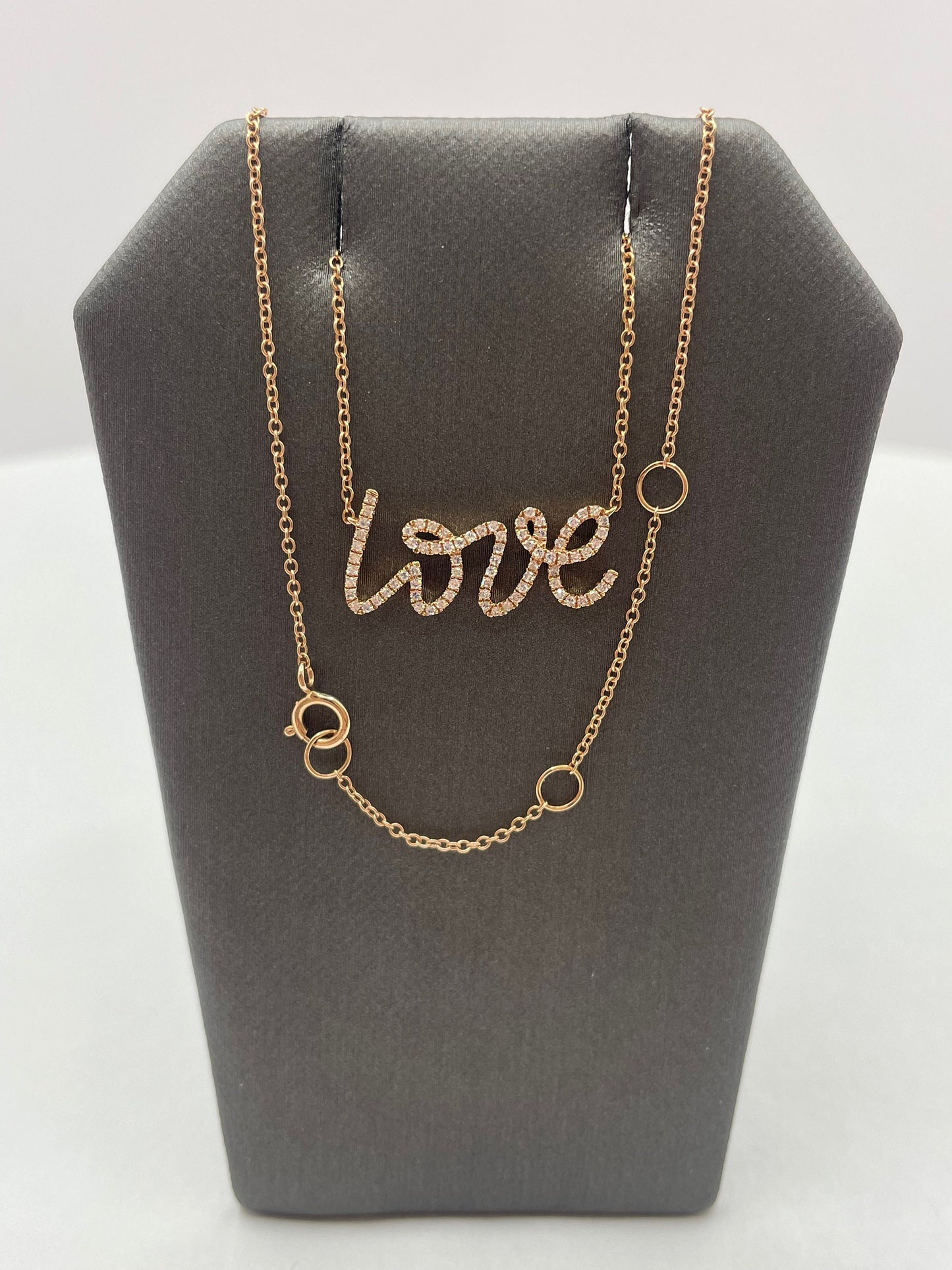 18k Rose Gold Diamond Love Pendant