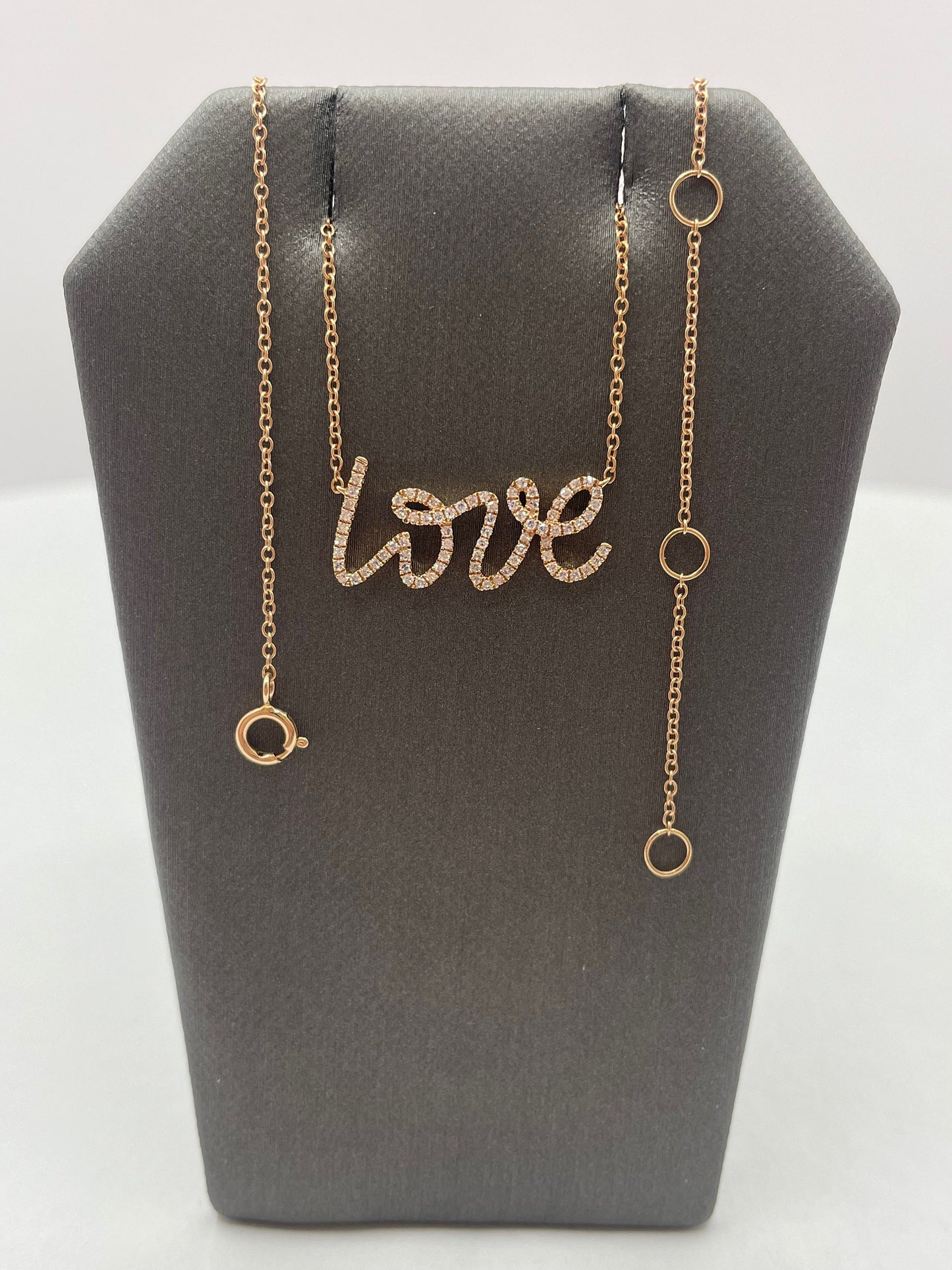 18k Rose Gold Diamond Love Pendant