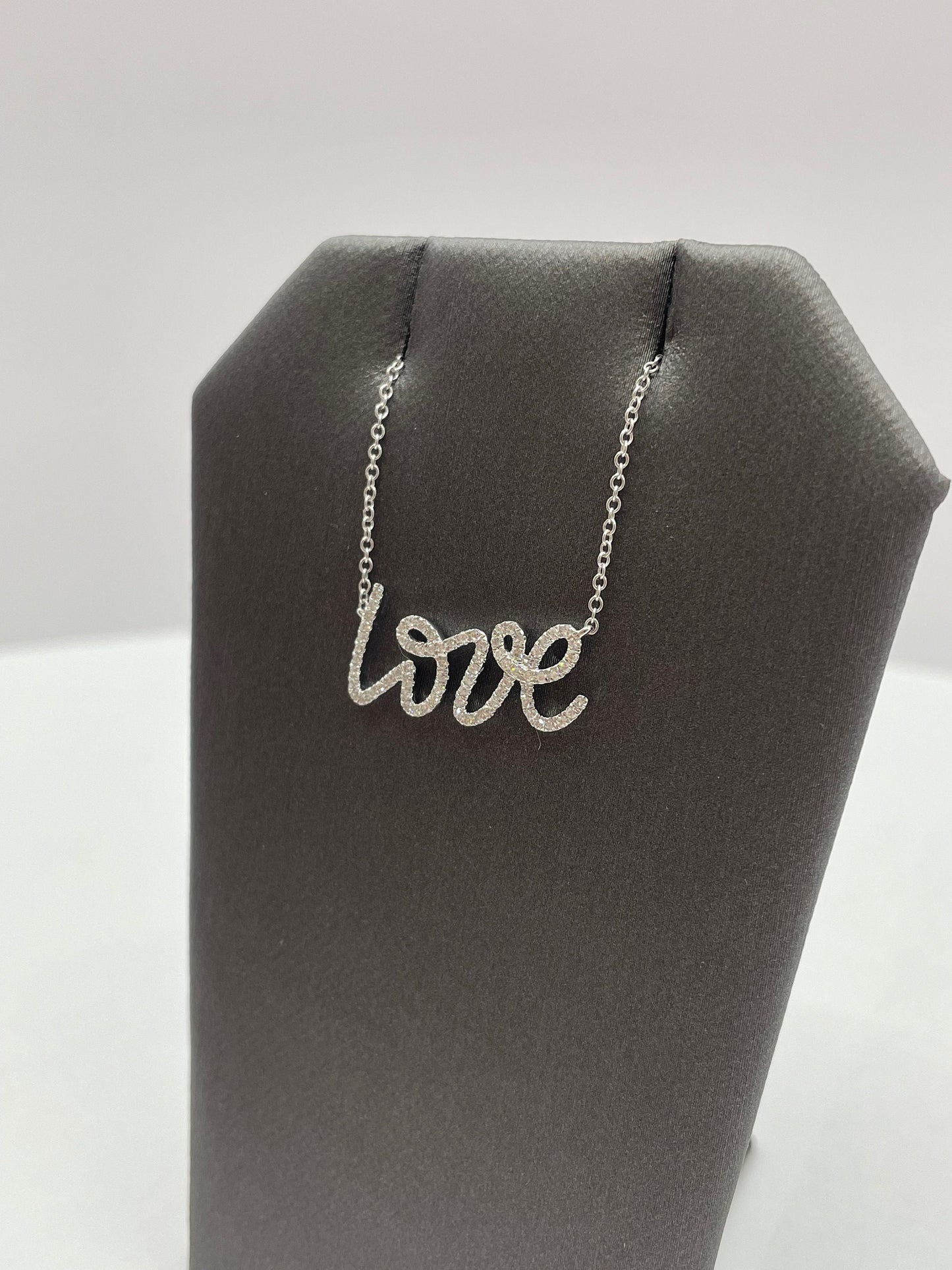 18k White Gold Diamond Love Pendant