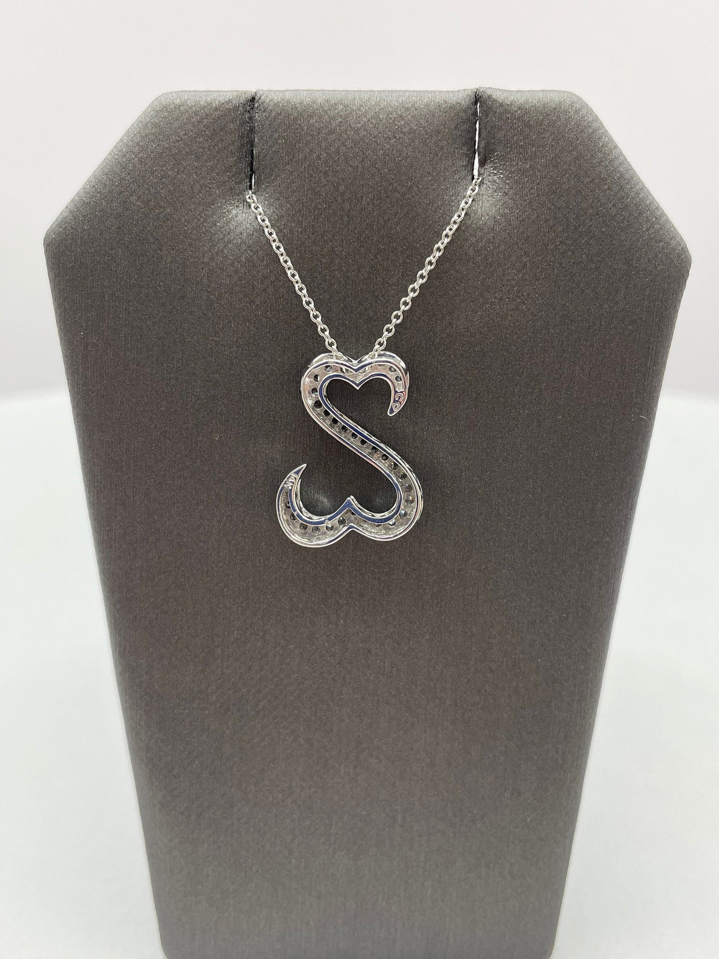 14k White Gold Swan Design Diamond Pendant